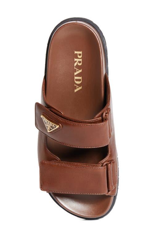 Prada Double Band Slide Sandal in Brown | Lyst