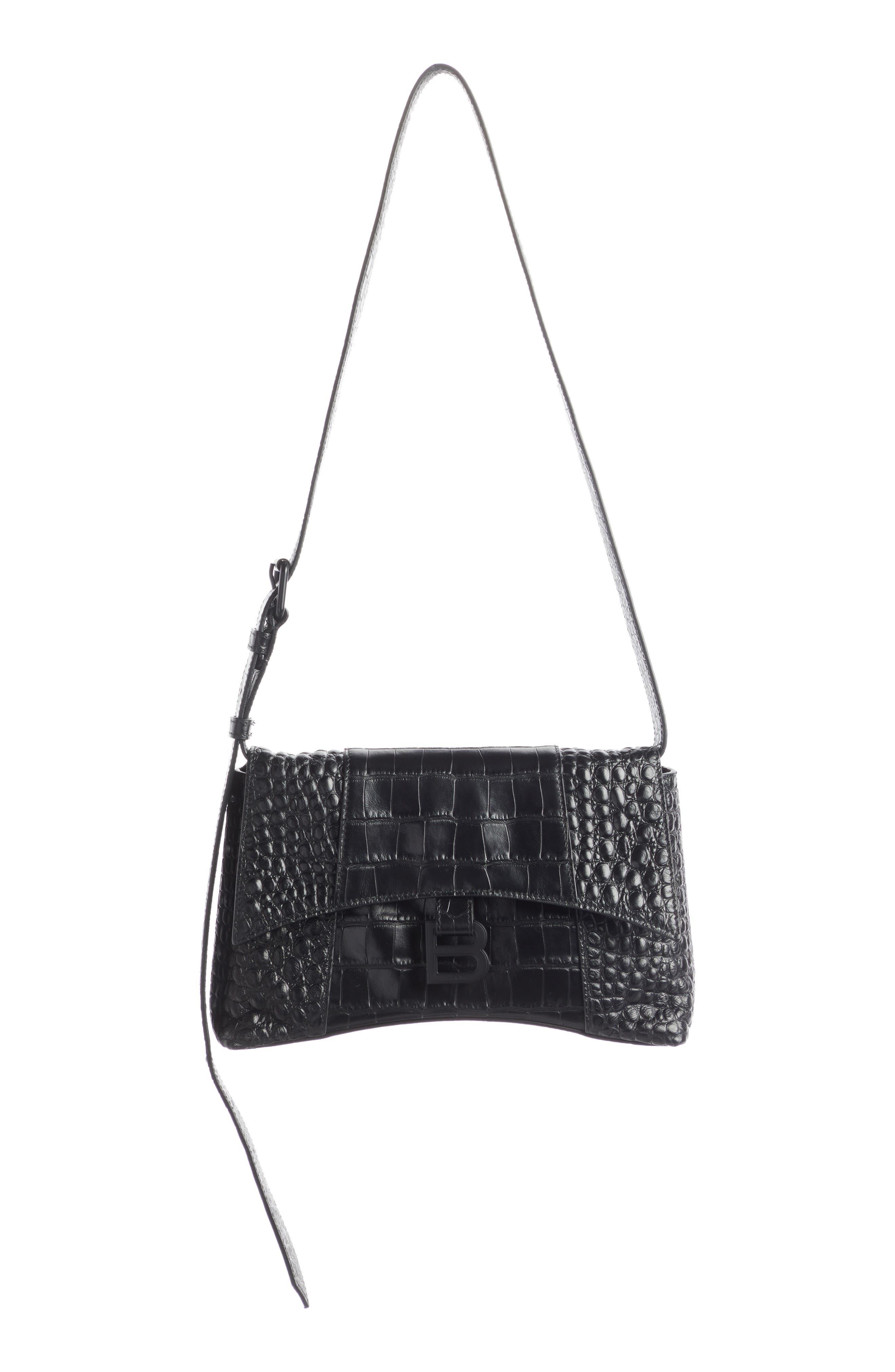 Balenciaga Extra Small Downtown Croc Embossed Leather Shoulder Bag in ...