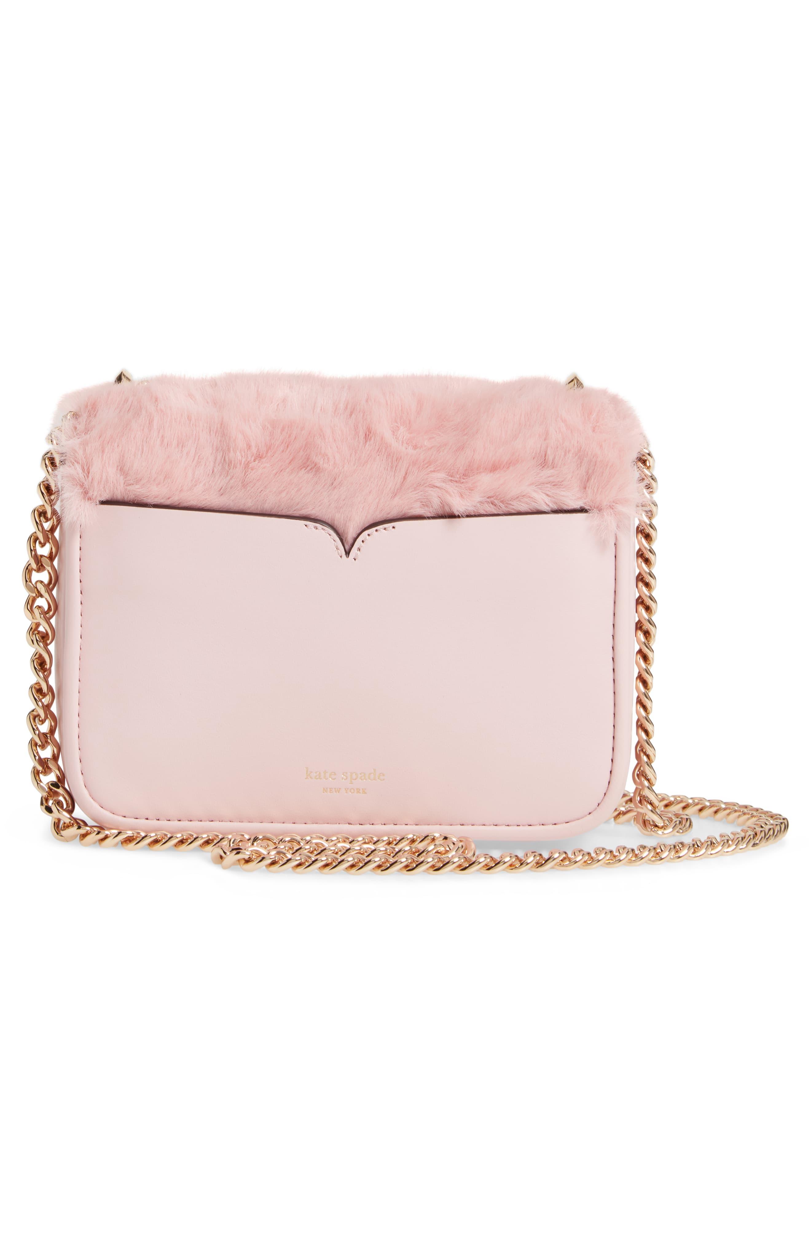 Kate Spade Small Nicola Faux Fur & Leather Shoulder Bag in Pink | Lyst