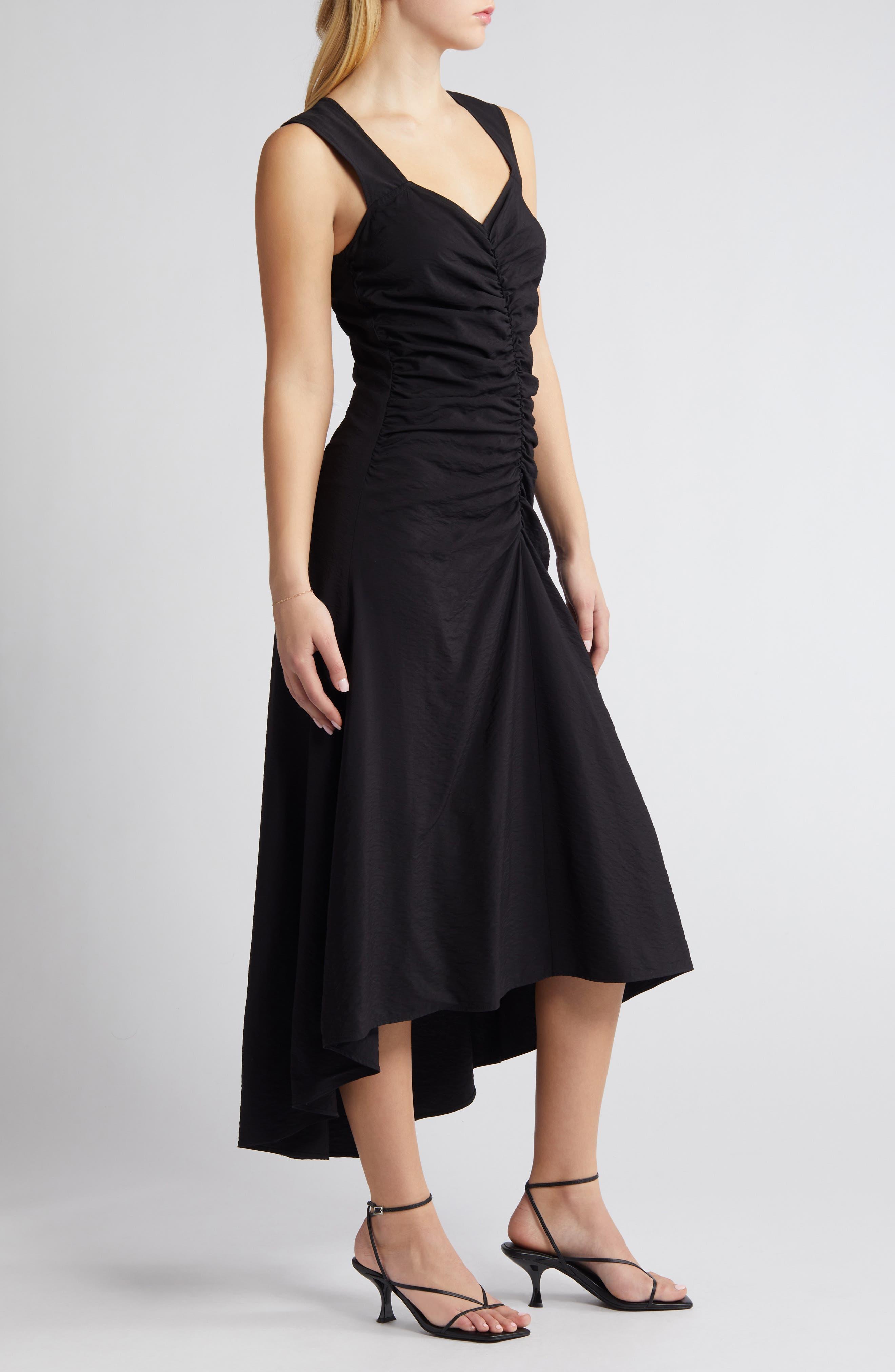 Chelsea28 Ruched High low Midi Dress in Black Lyst