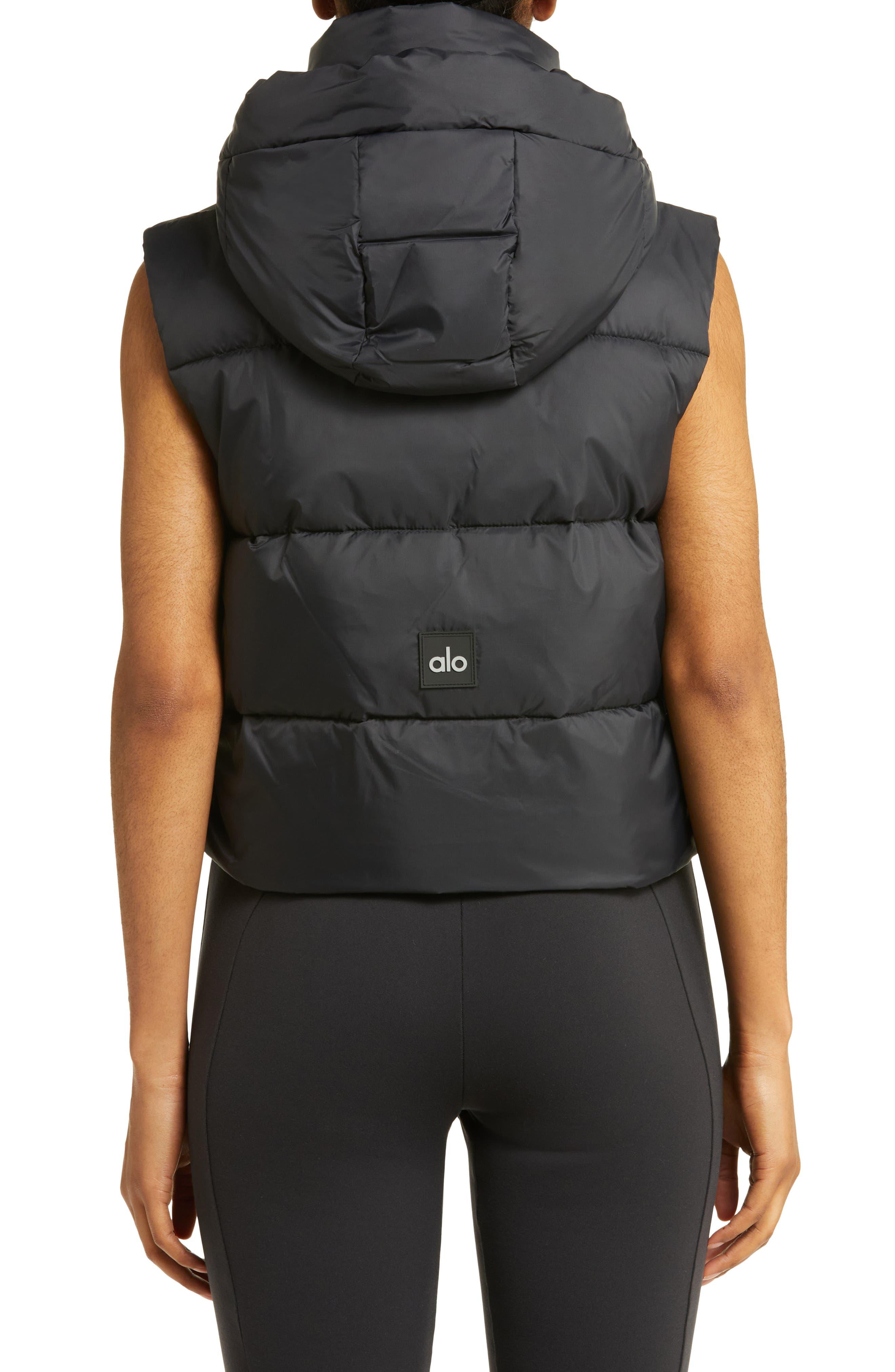 Alo Yoga Gold Rush Hooded Puffer Vest in Black