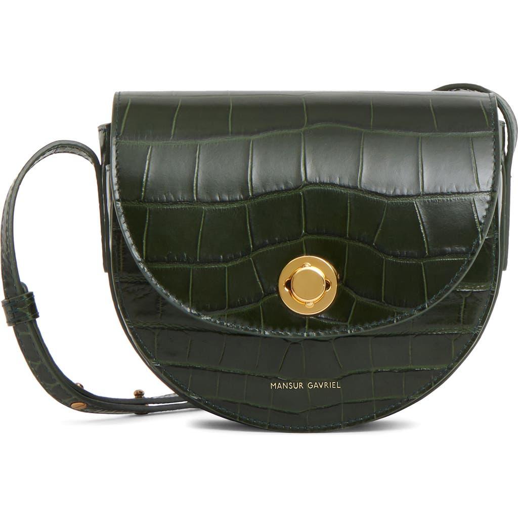 Mansur Gavriel Mini Saddle Croc Embossed Calfskin Crossbody Bag in