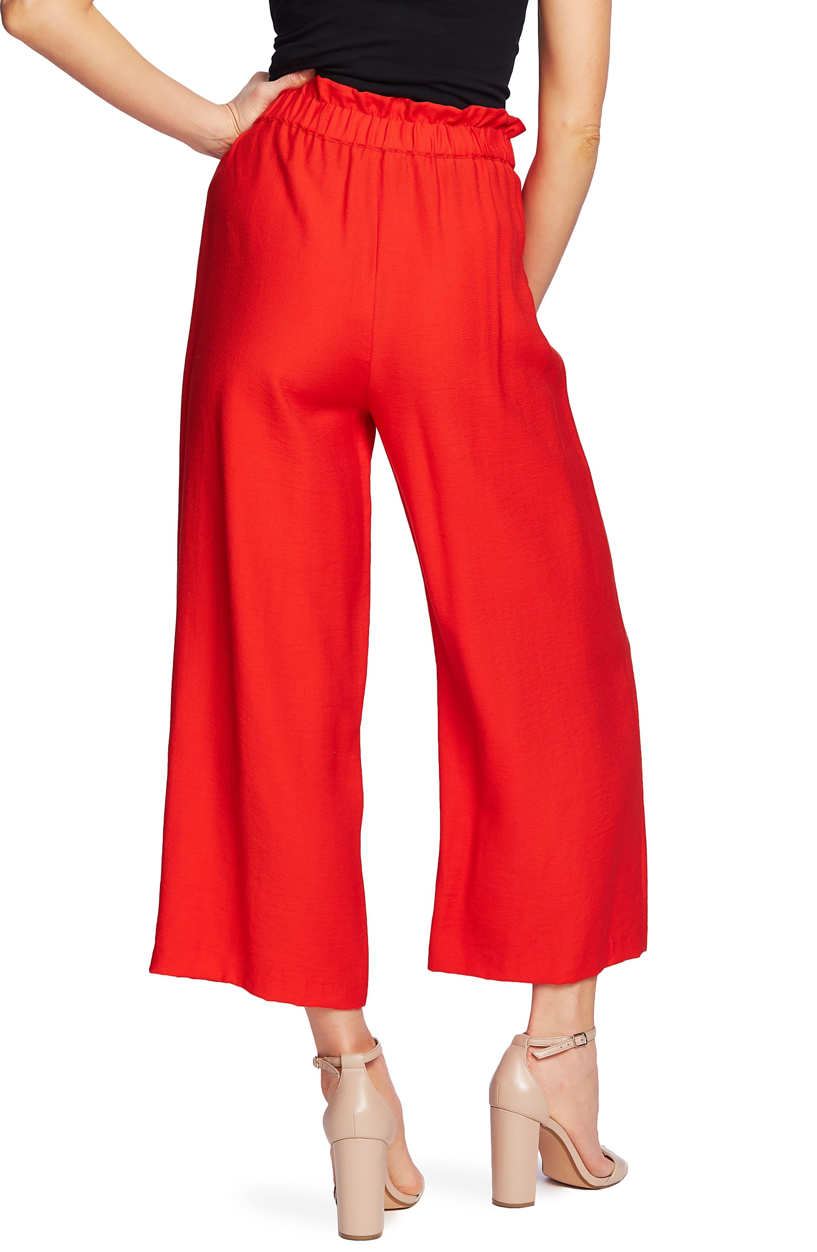 red paperbag pants
