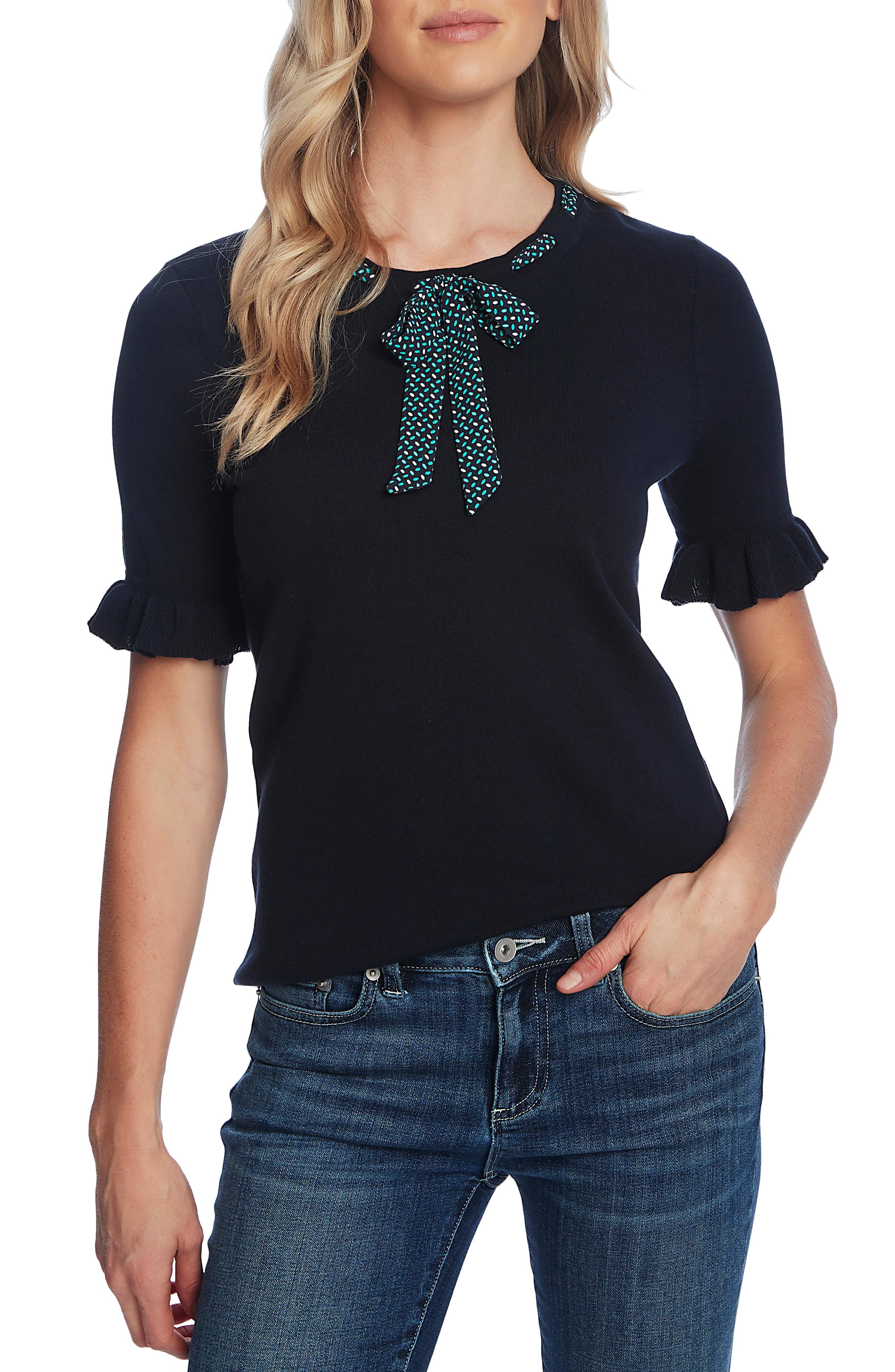 Cece Ruffle Sleeve Tie Neck Sweater in Blue Save 25 Lyst