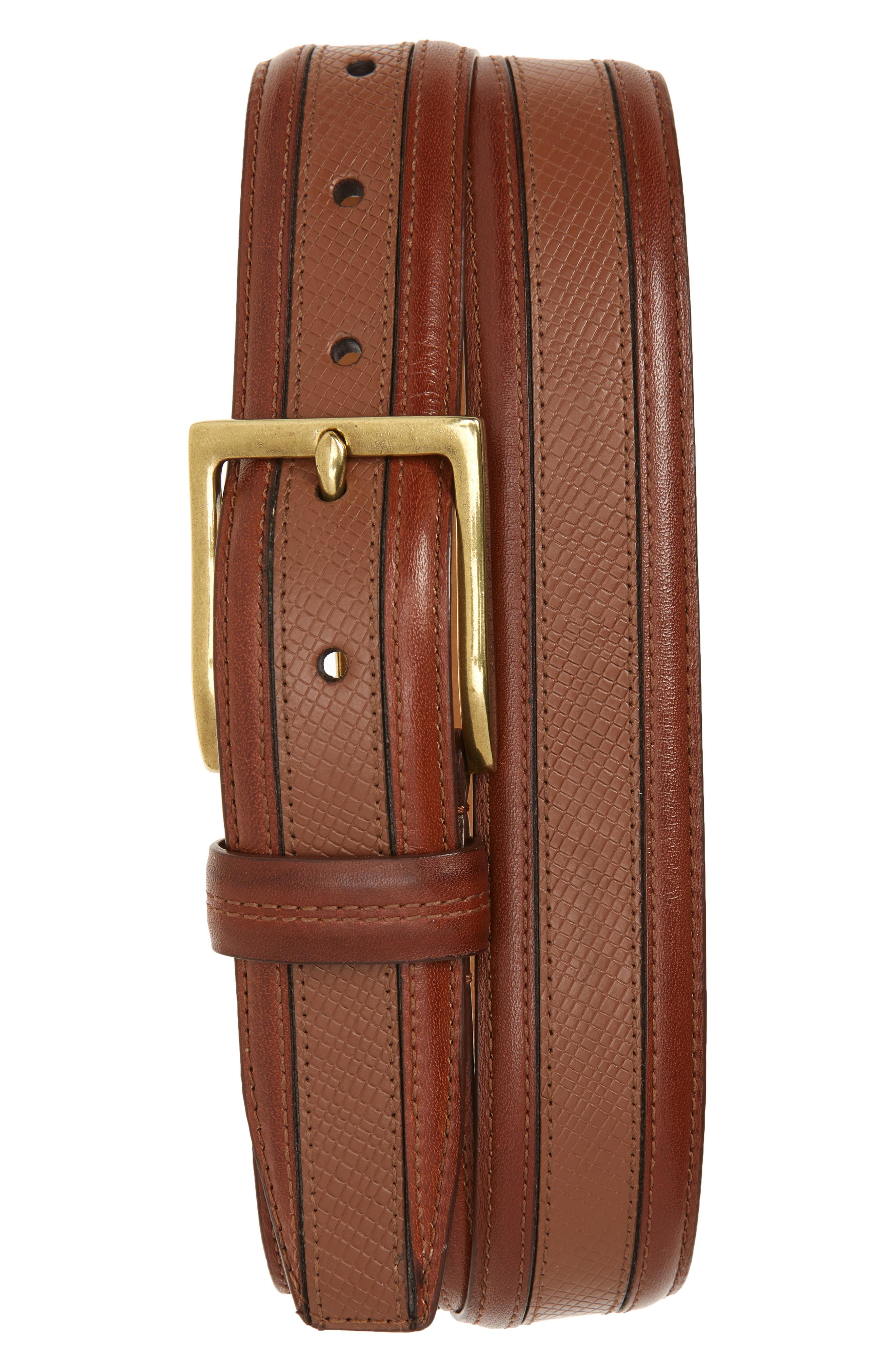 COLE HAAN FEATHER EDGE SUEDE LEATHER TRIMED BELT NAVY W//LEATHER NWT