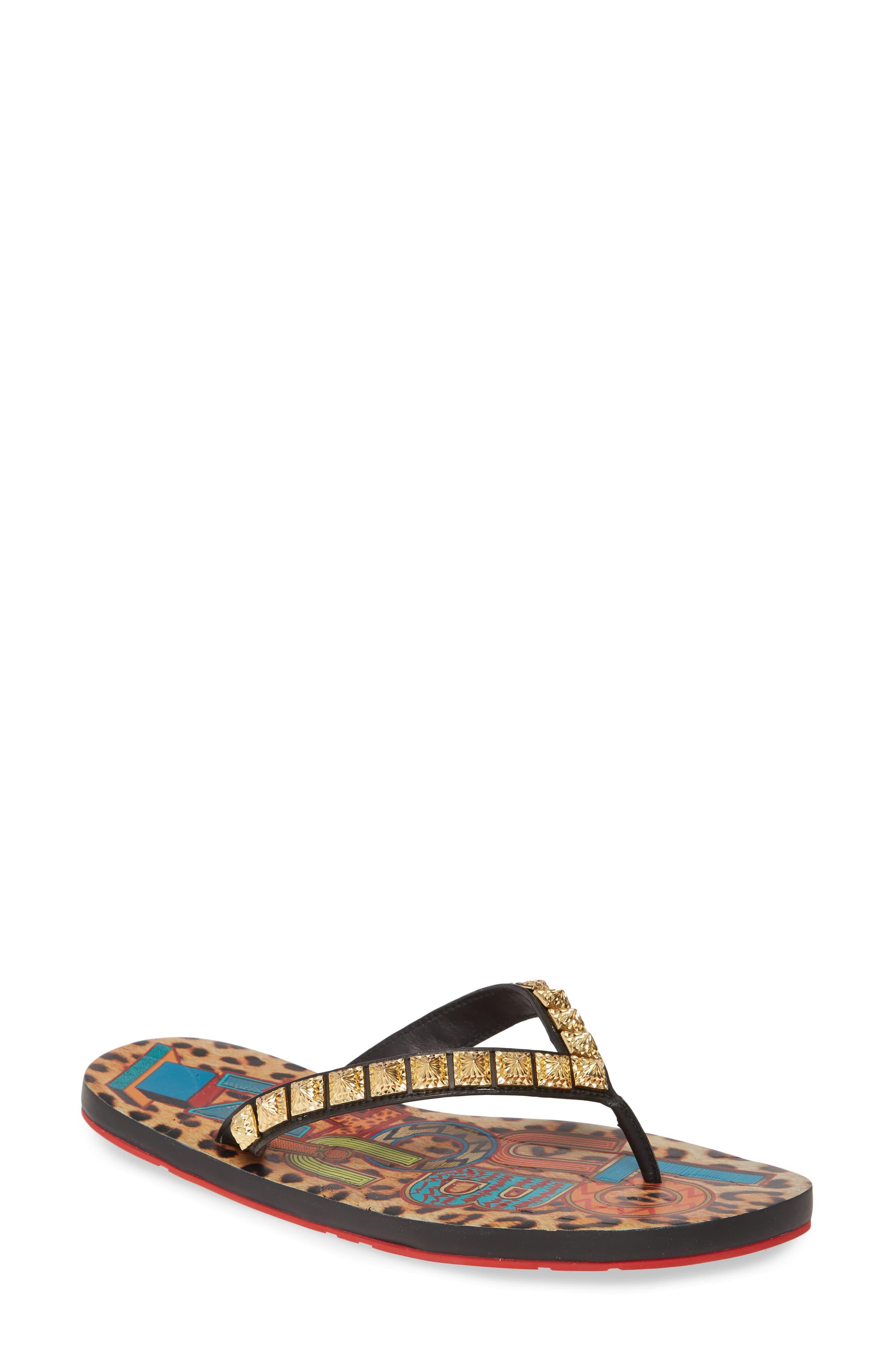 louboutin studded flip flops