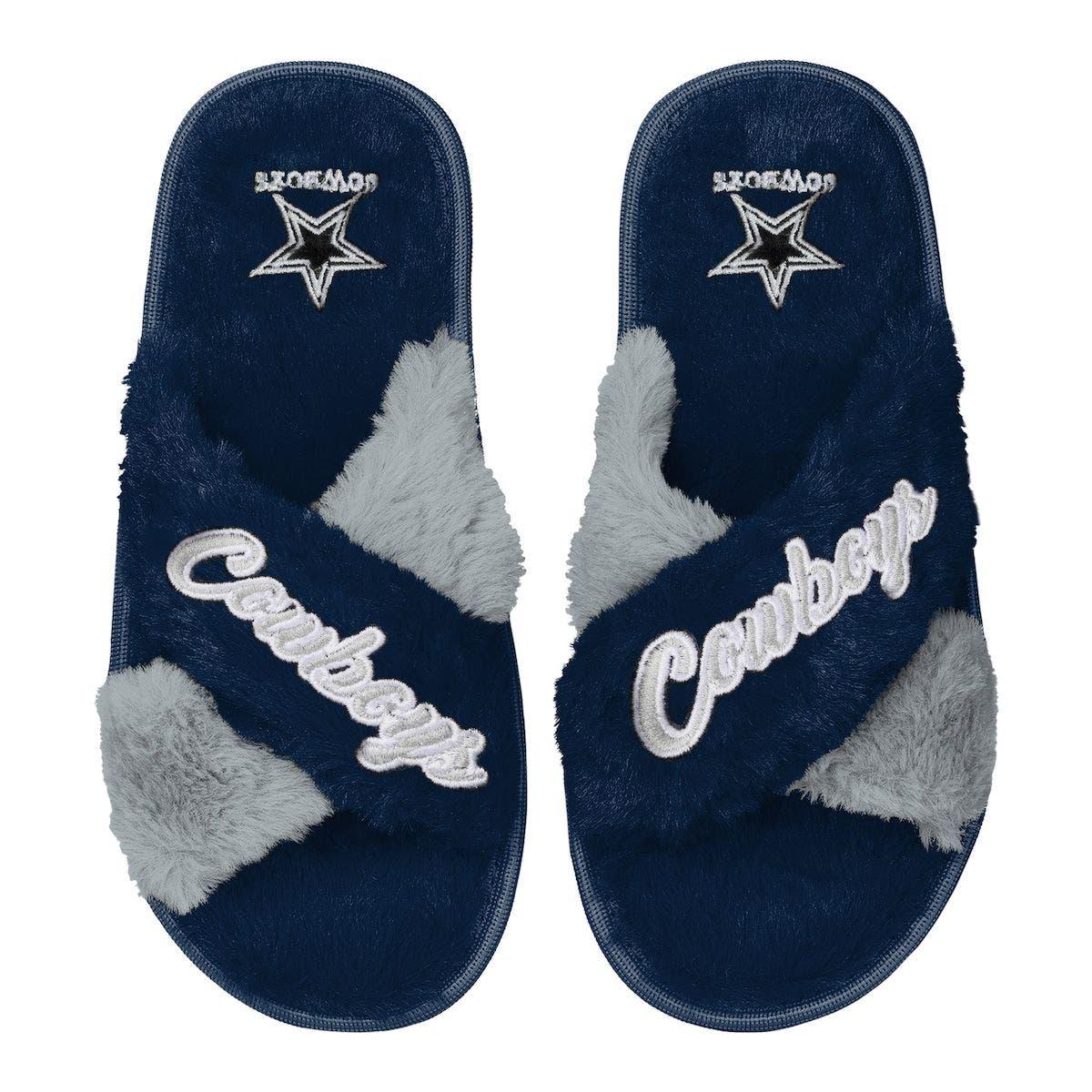 FOCO Dallas Cowboys Two-tone Crossover Faux Fur Slide Slippers At Nordstrom  in Blue | Lyst