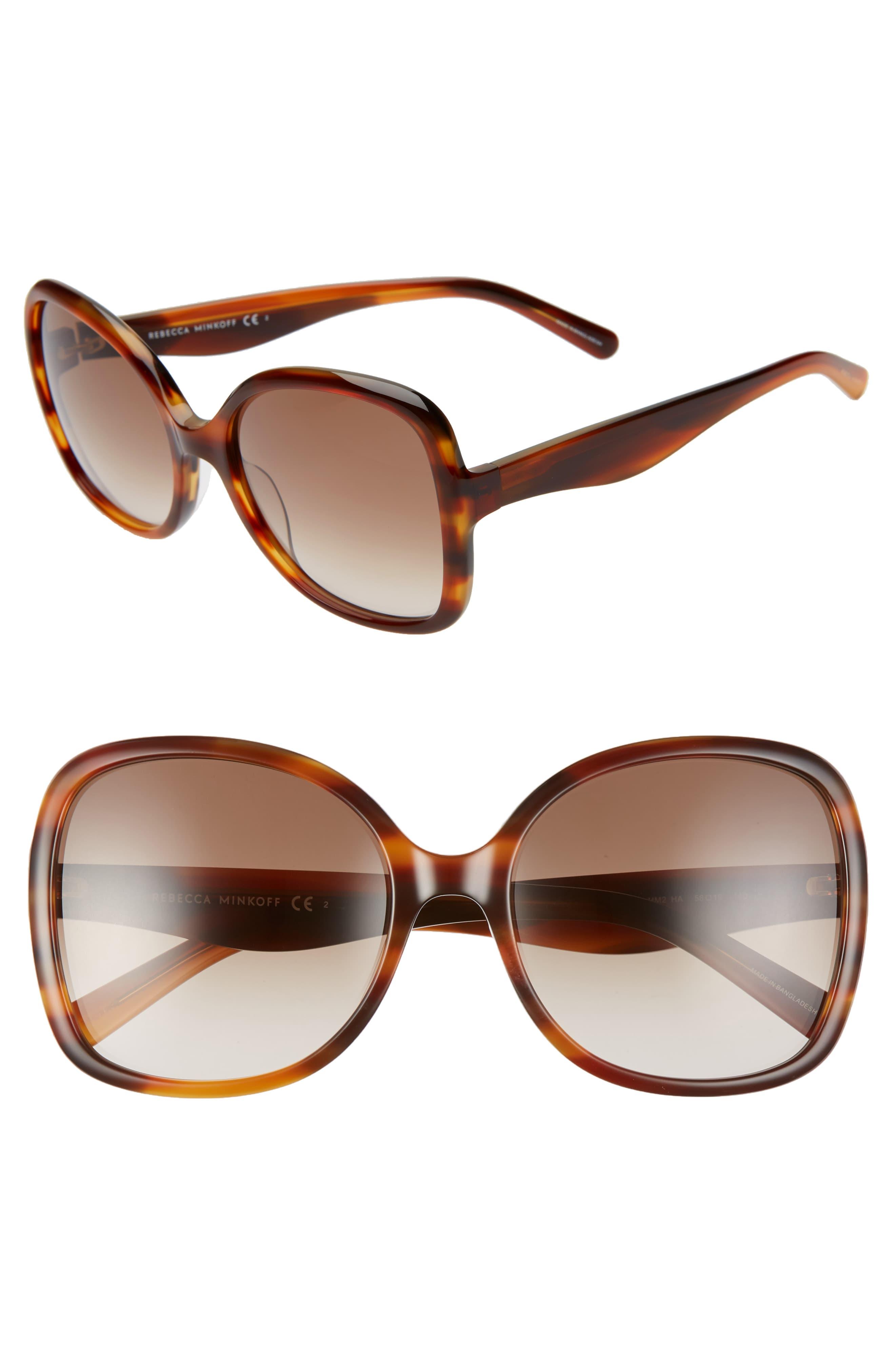 Rebecca Minkoff Lark2 58mm Butterfly Sunglasses - Burgundy/ Brown ...