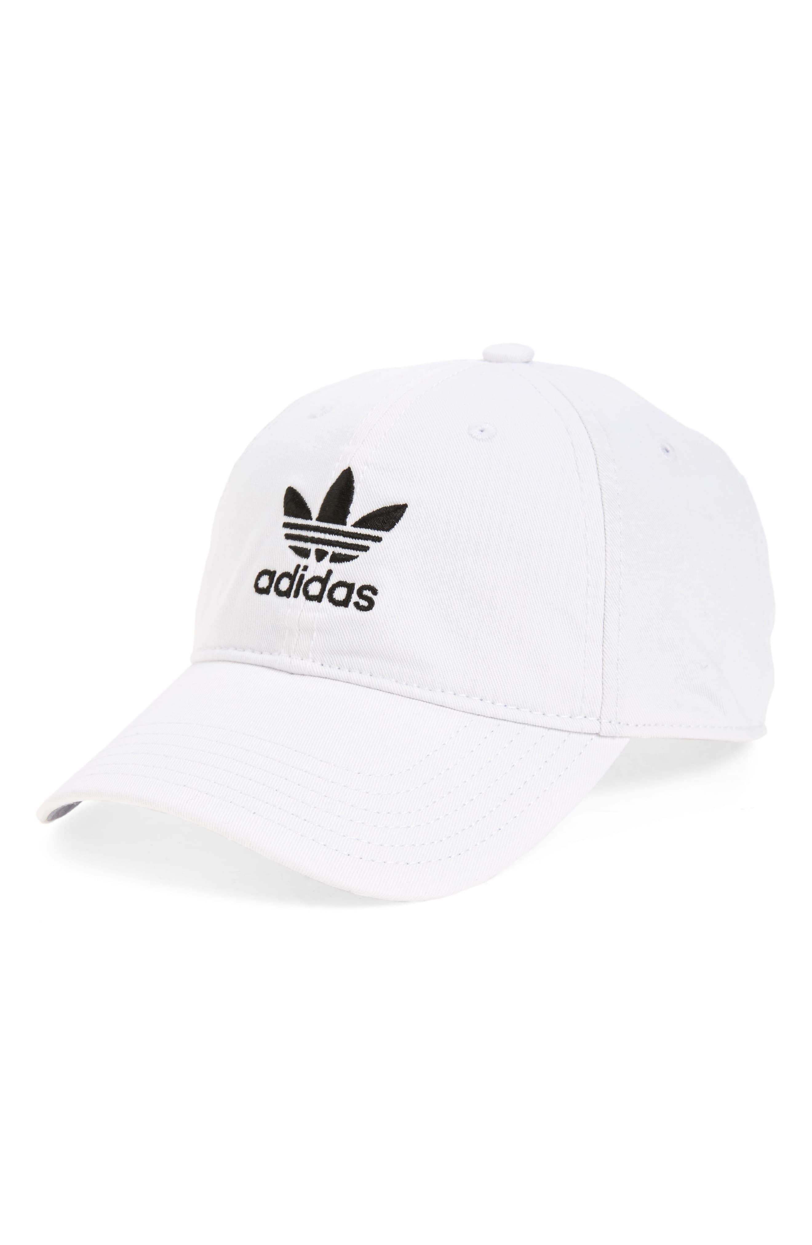 adidas Originals Cotton Relaxed Baseball Cap in White/ Black (White