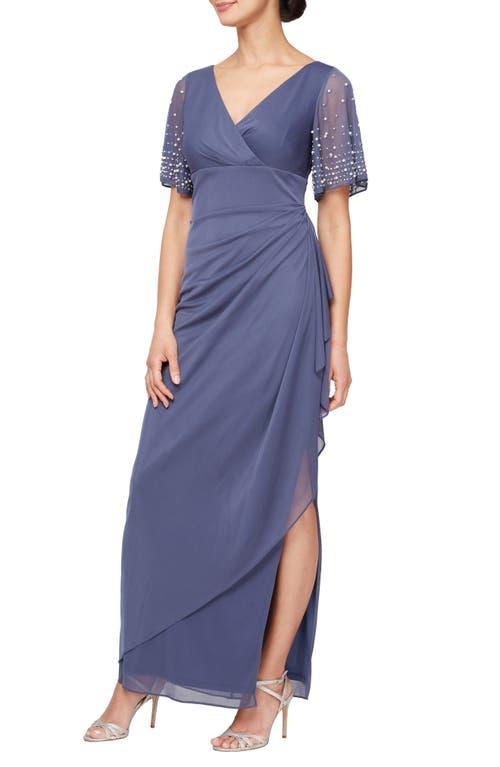 Alex Evenings Flutter Sleeve Empire Waist Evening Gown in Blue | Lyst