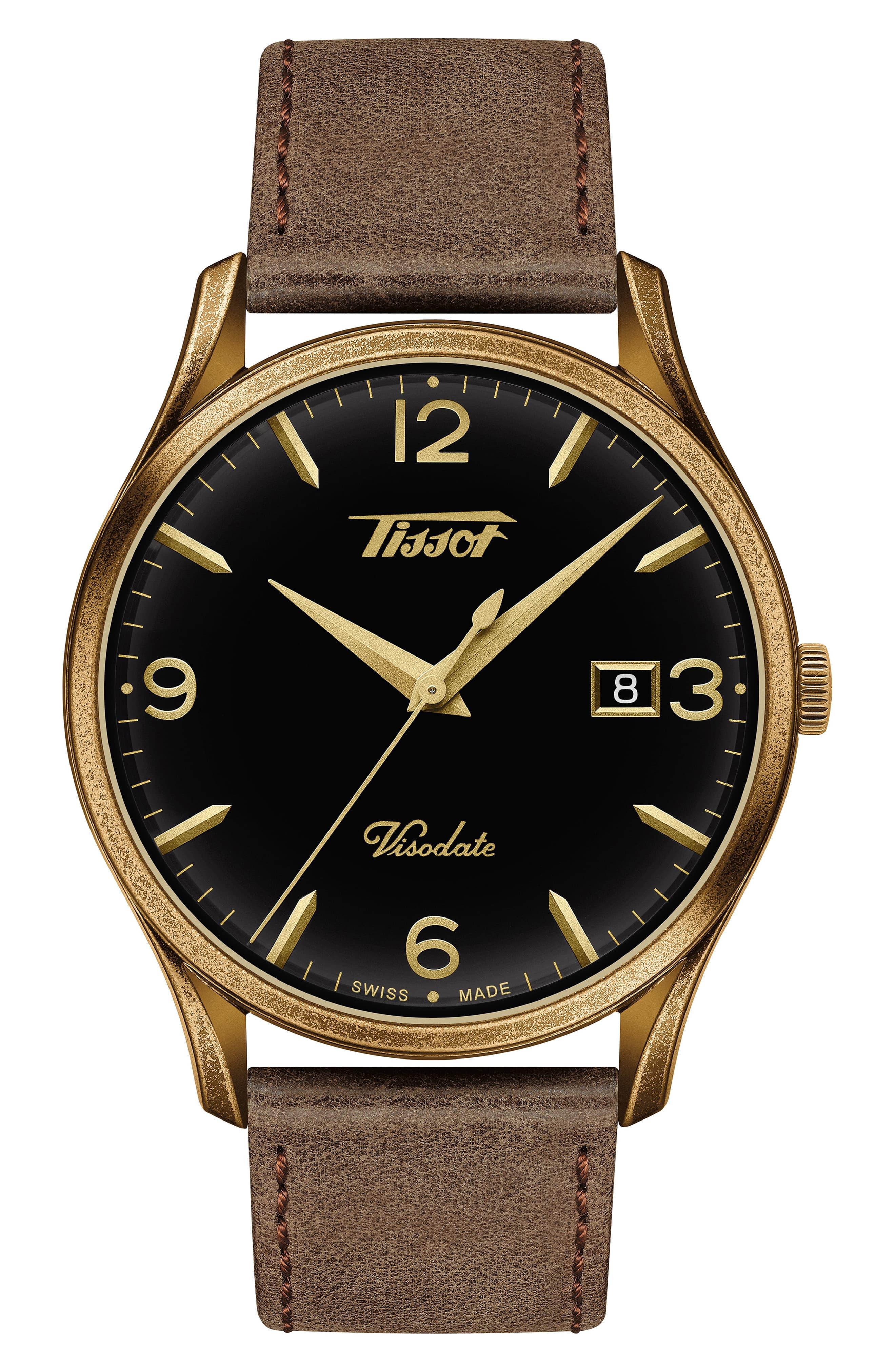 Tissot Heritage Visodate Leather Strap Watch Lyst