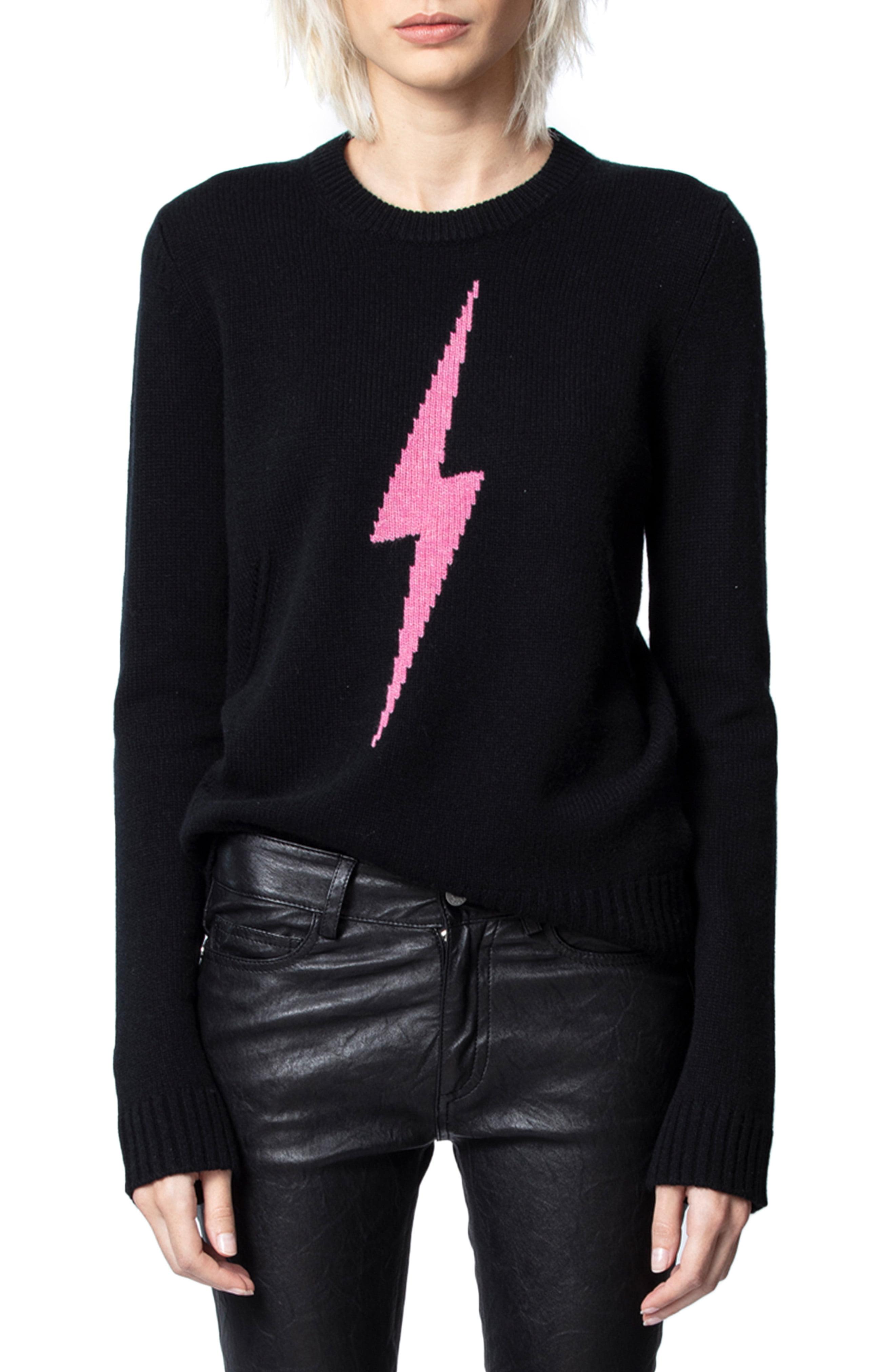 Zadig & Voltaire Delly C Flash Lightning Bolt Cashmere Sweater in Black |  Lyst