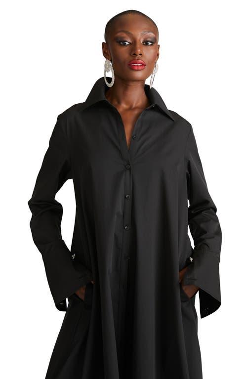 Halston Imari Long Sleeve Cotton Poplin Shirtdress in Black Lyst
