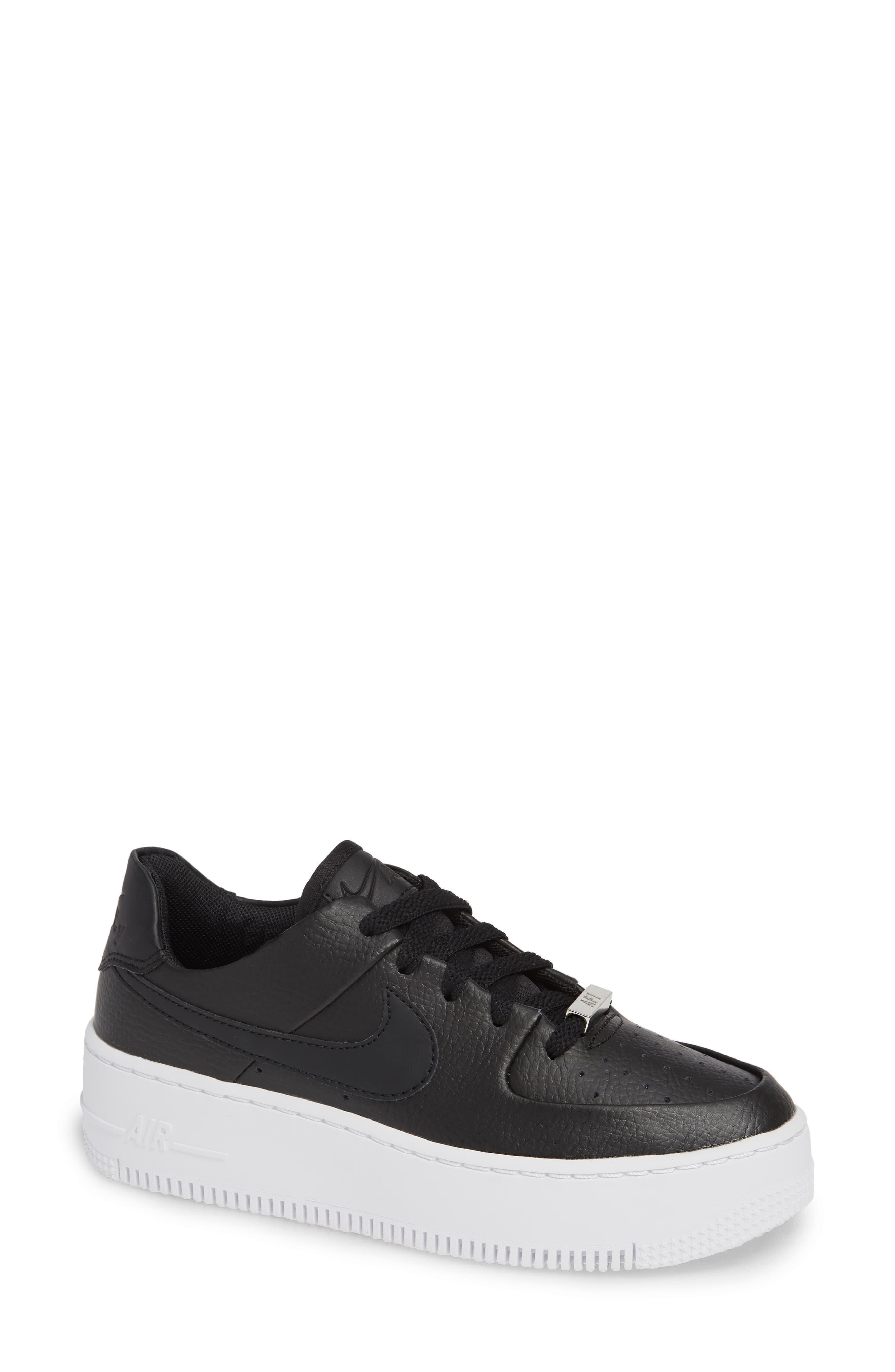 nike platform sneakers black and white