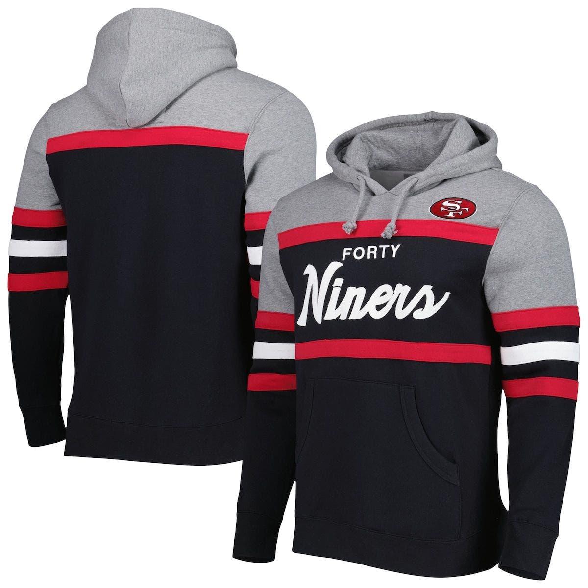 Men's Mitchell & Ness Navy/Heather Gray Tampa Bay Lightning Head Coach Pullover Hoodie Size: Large