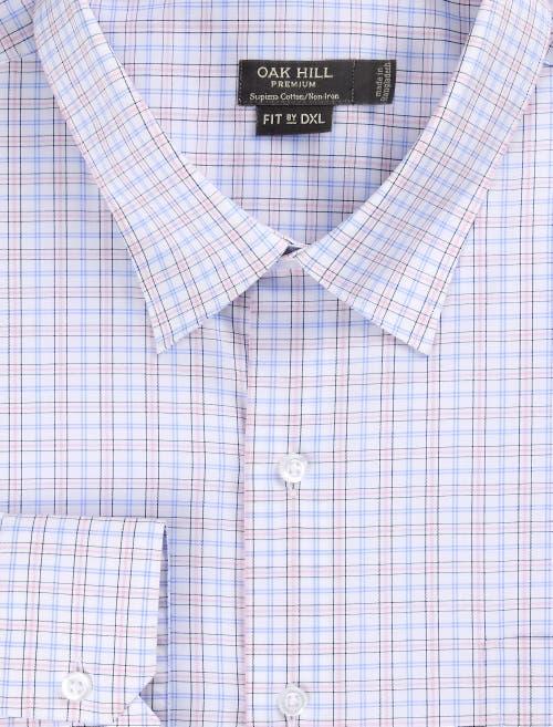oak hill dress shirts DXL Big & Tall Mens Plaid Dress Shirt in Pink, Size 19 34/35  Long-Sleeve Cotton-Blend Button-Down for Office and Dress Wear
