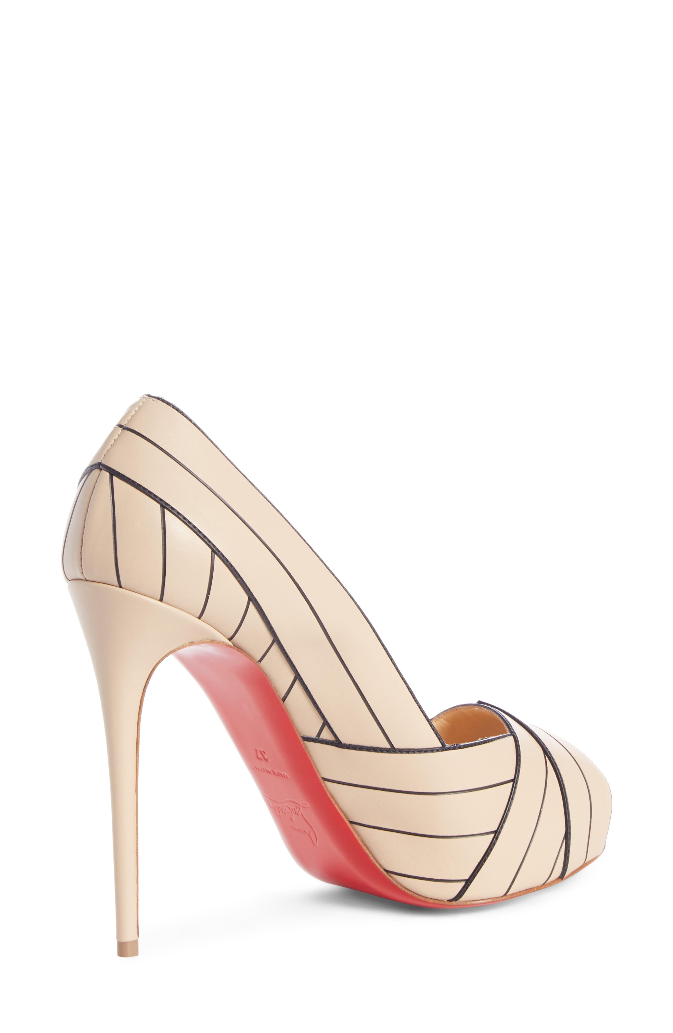 Christian Louboutin Undessin Peep Toe Pump In Nude Black Natural Lyst