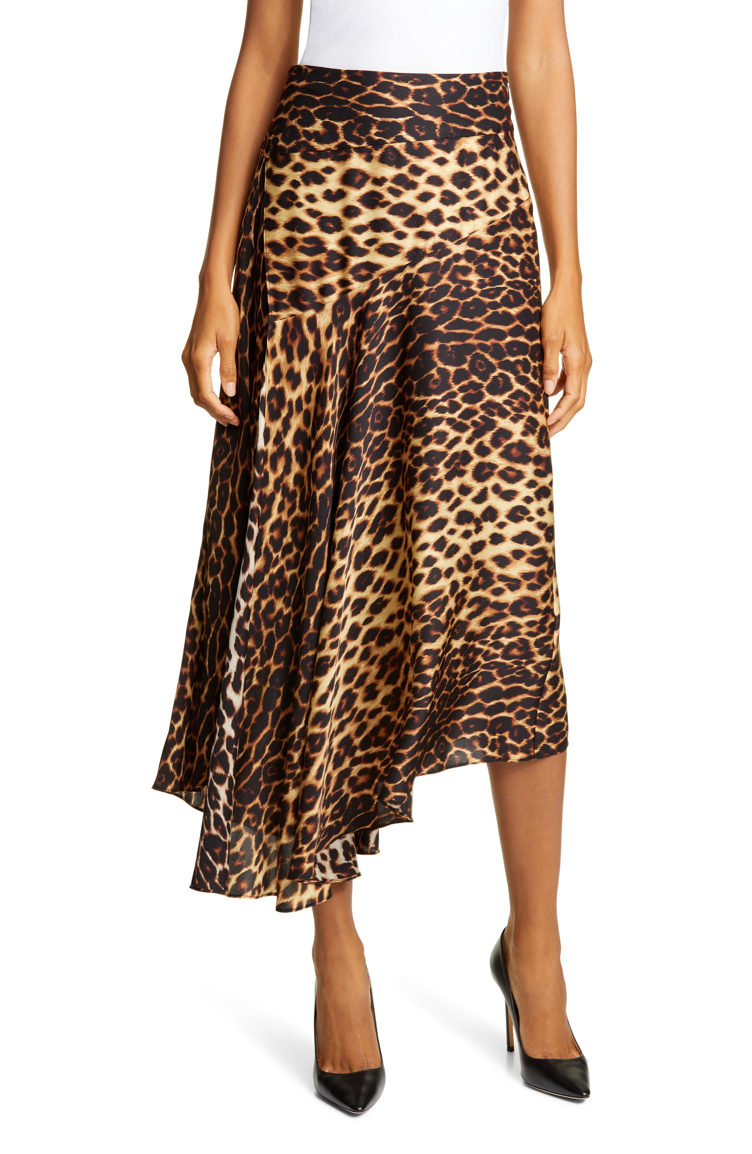 A.L.C. Silk Lev Leopard-print Asymmetrical Midi Skirt in Brown - Save ...