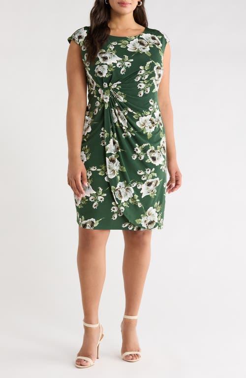 connected apparel green dress Connected Apparel Round Deep V-Neck 3/4 Puff Sleeves Maxi Dress