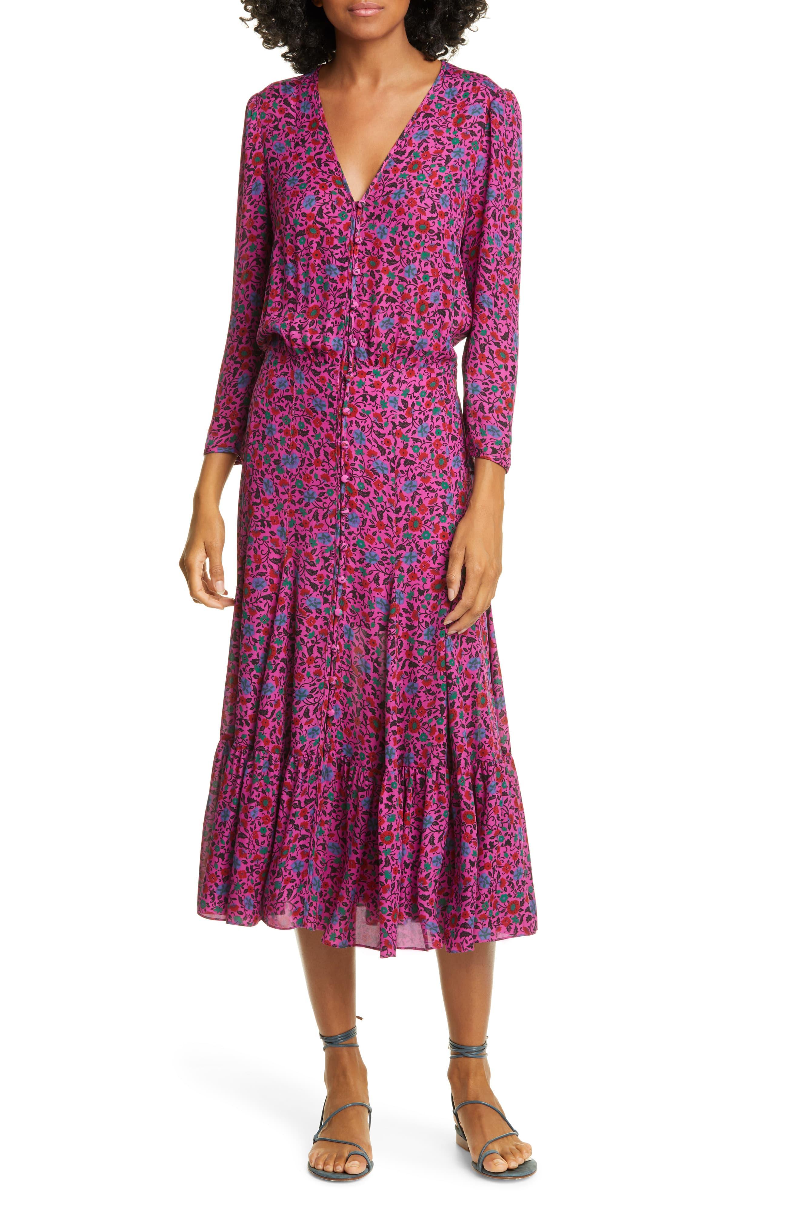 Veronica Beard Lasanna Floral Silk Dress in Purple Lyst