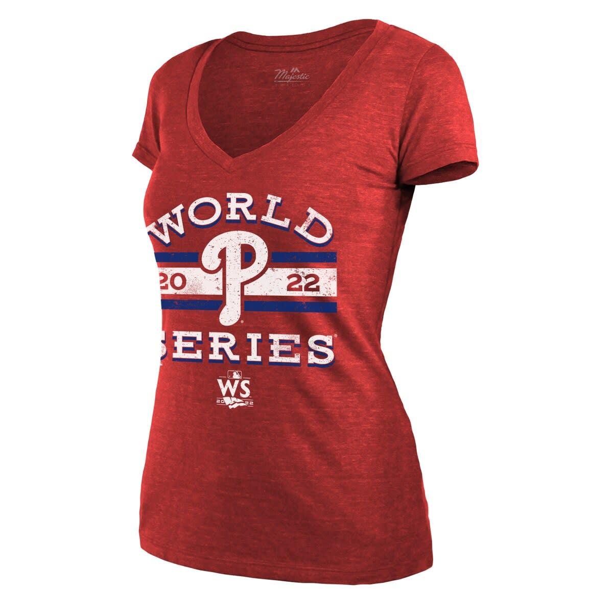 Majestic Threads Philadelphia Phillies 2022 World Series Modest V-neck T- shirt At Nordstrom in Red