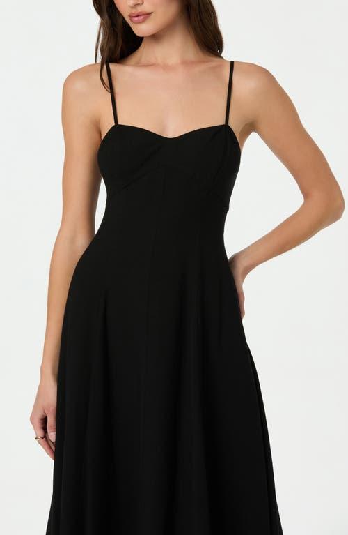 Astr Linen Blend Midi Dress in Black | Lyst