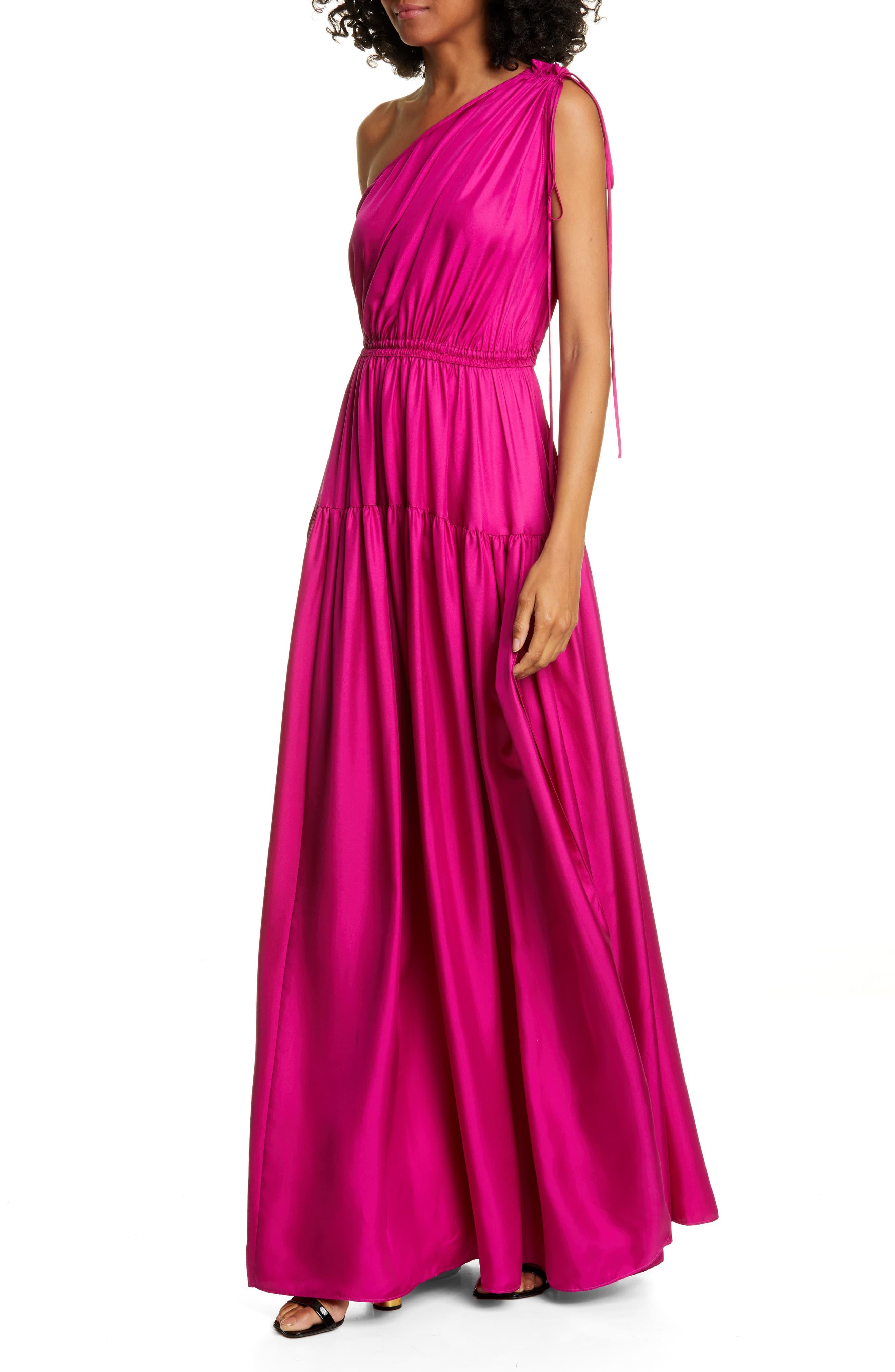 Robe En Soie McGinn Audrey - Une Épaule, Ceinturée - Taille 8 Violet - Neuf (sans étiquette)