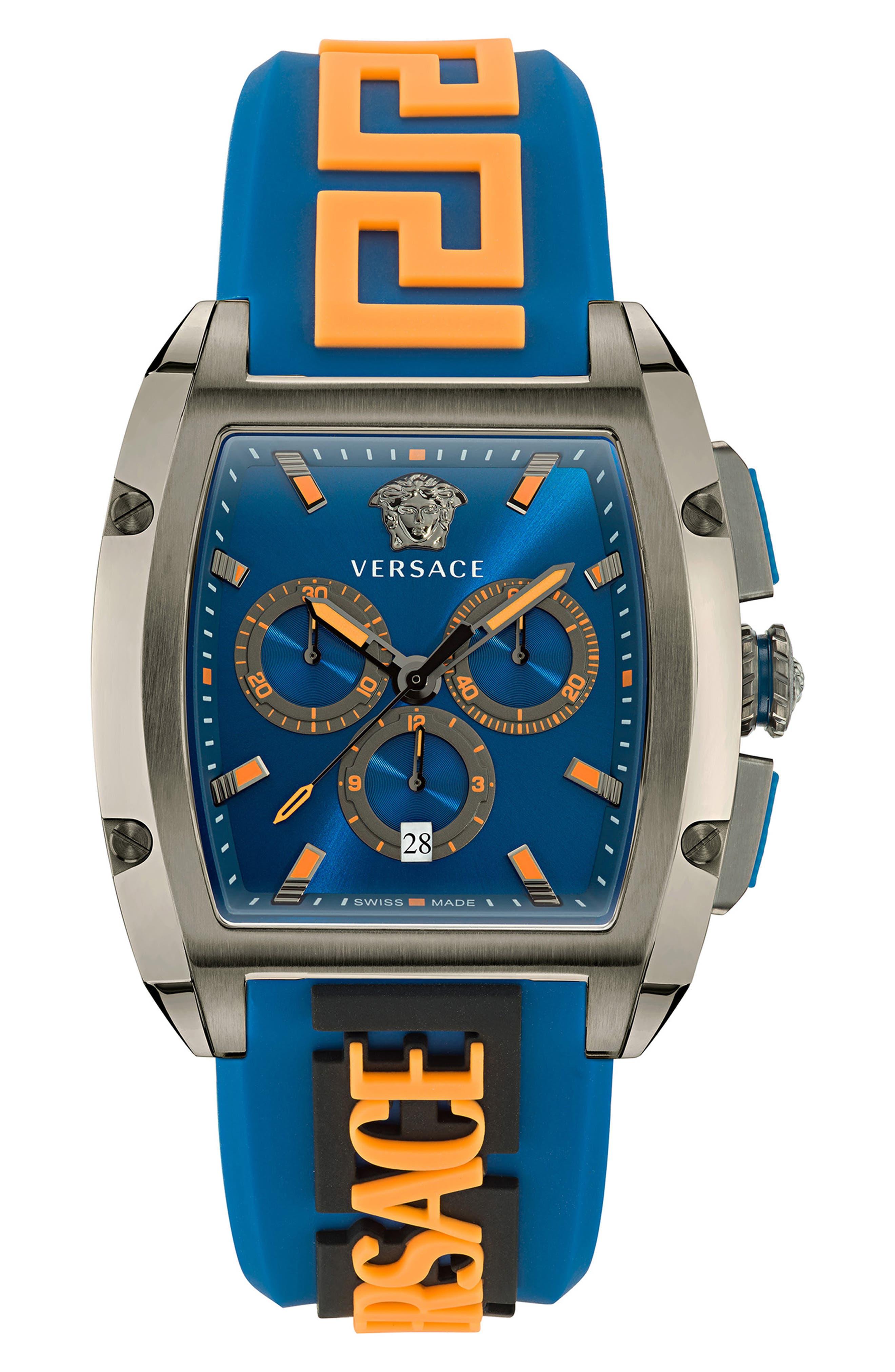 Versace Dominus Chronograph Silicone Strap Watch in Blue for Men Lyst