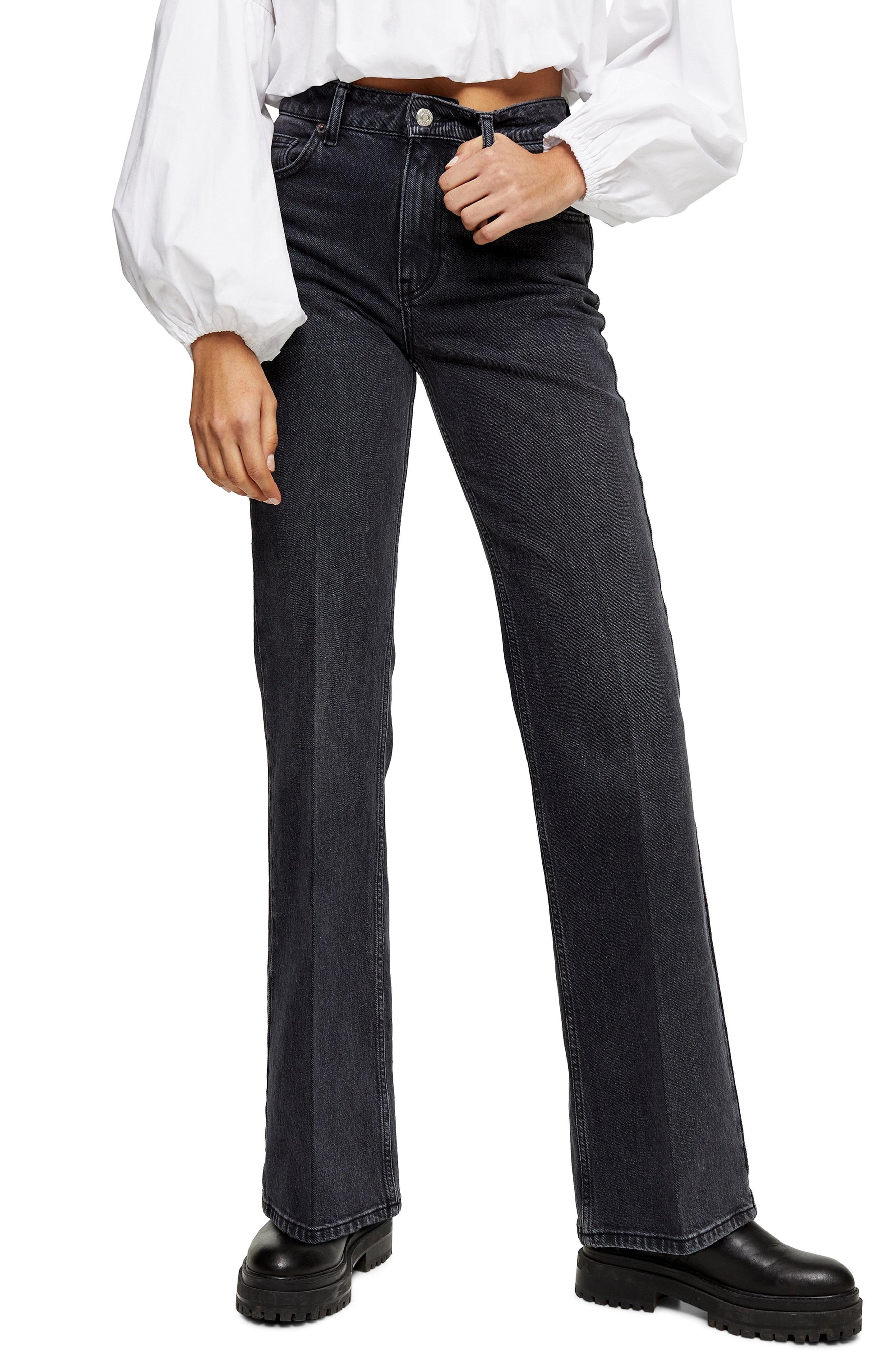 black wide leg mom jeans
