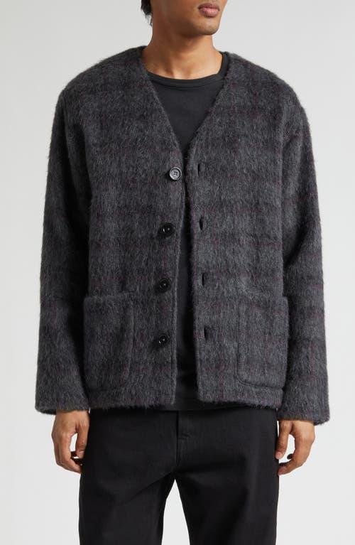 Our Legacy Fuzzy Check Wool & Alpaca Blend Cardigan in Black for
