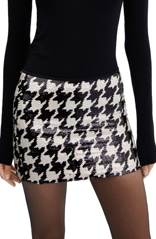 Mango Houndstooth Sequin Miniskirt in Black Lyst