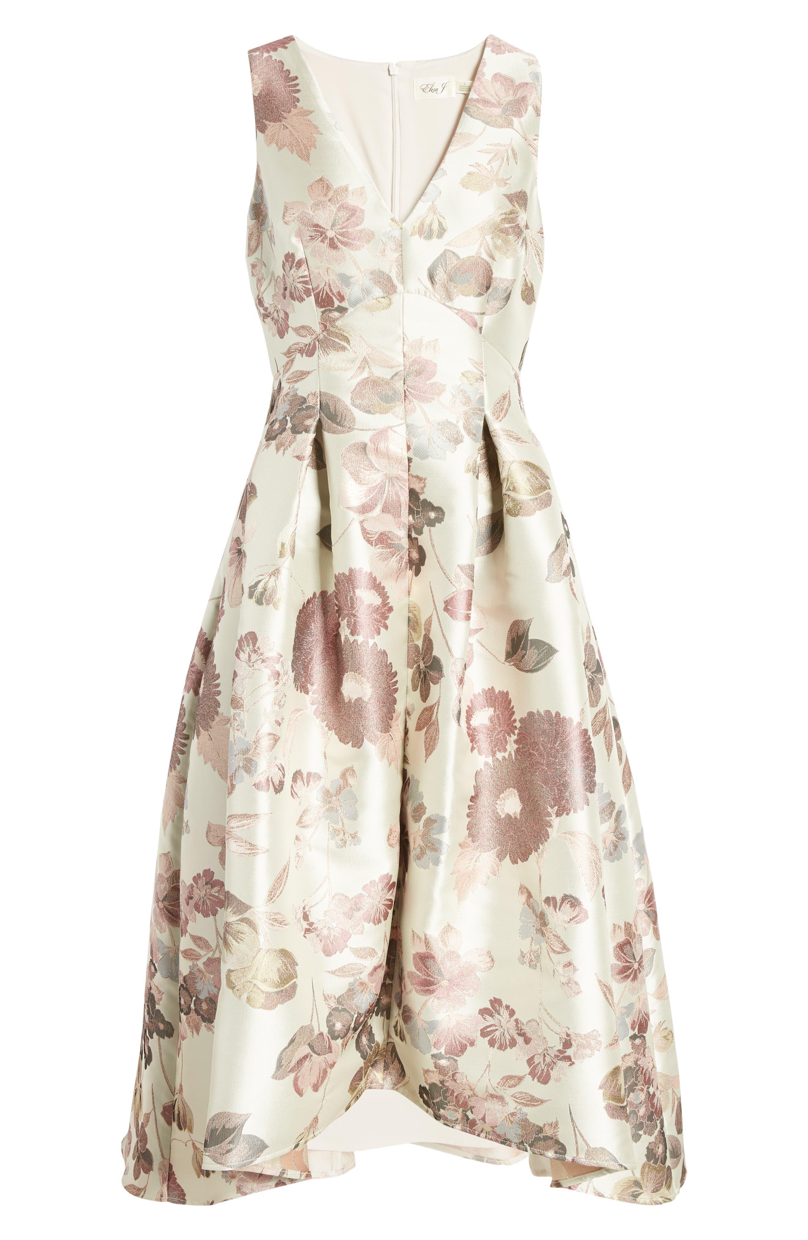 Eliza J Metallic Floral Jacquard High/low Dress | Lyst