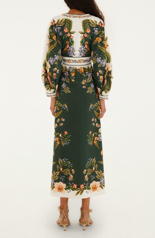 farm rio green long sleeve dress Farm Rio Lime Green Cutout Blouson-Sleeve Maxi Dress