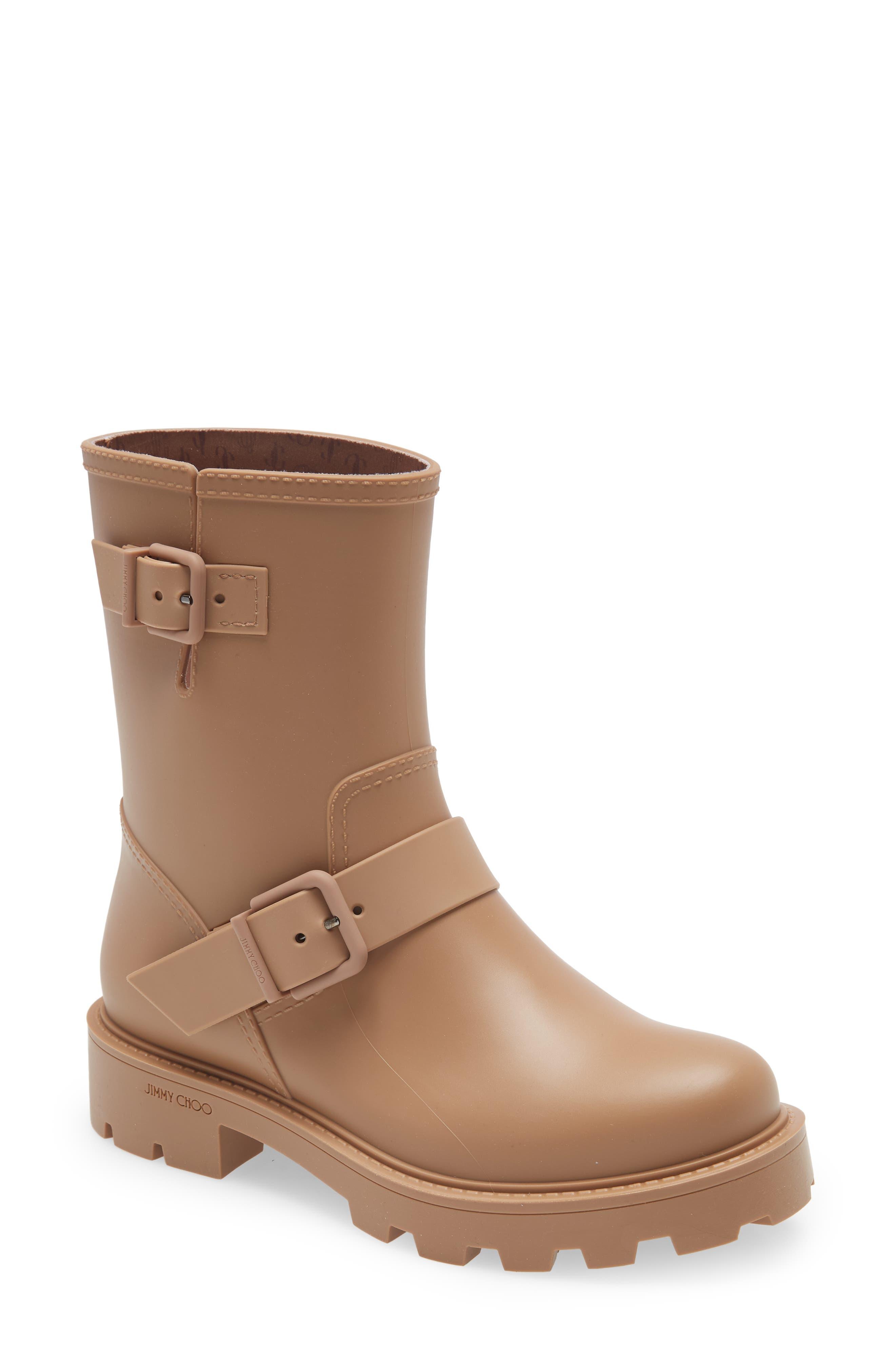 Jimmy Choo Rubber Yael Rain Boot in Camel (Brown) Lyst