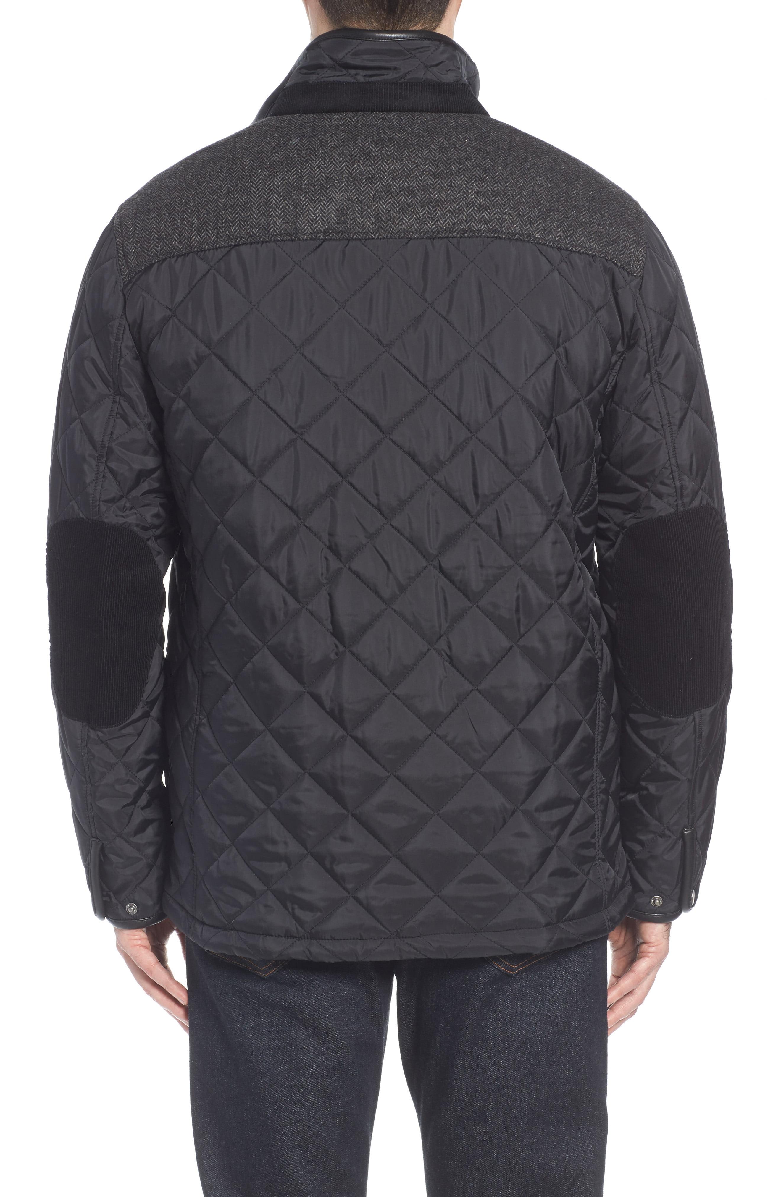 Cole Haan Herringbone Yoke Quilted Jacket in Black for Men - Lyst