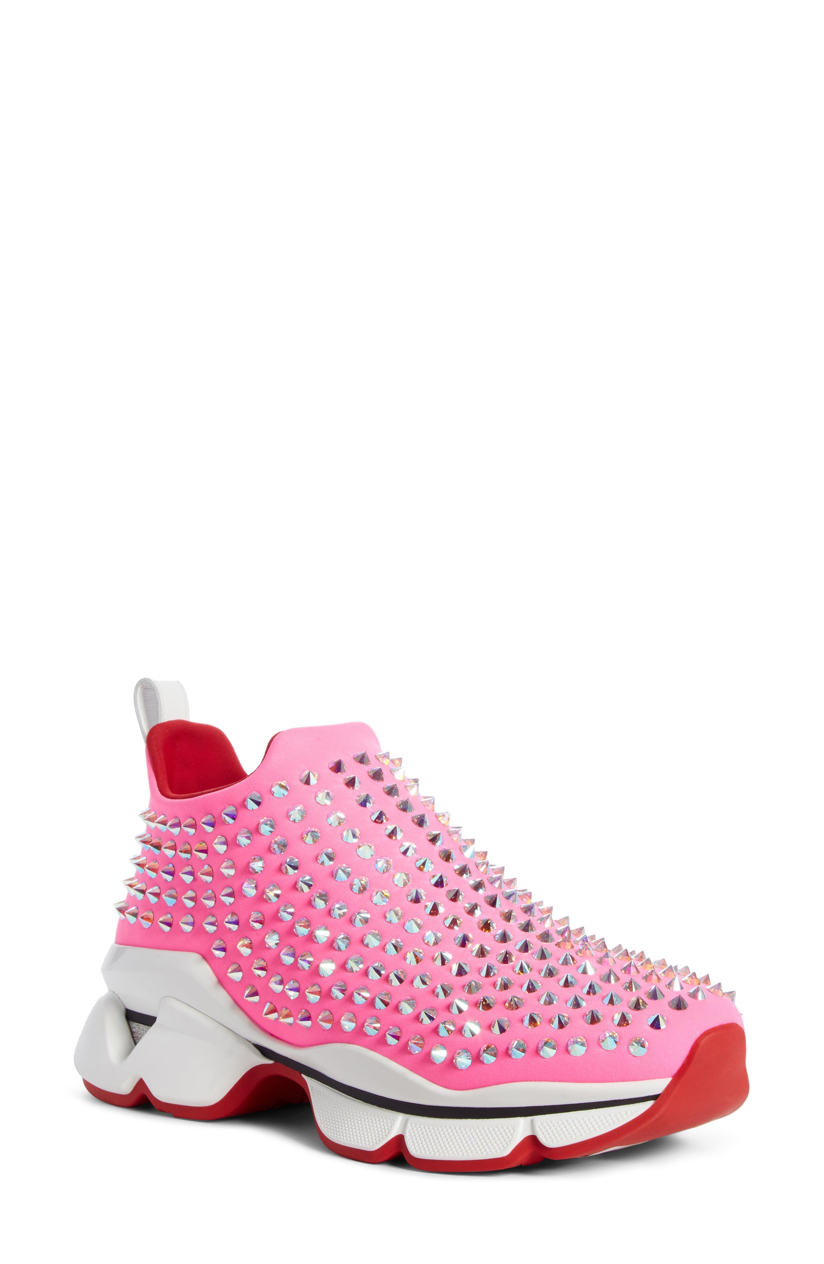 Christian Louboutin Spike Sock Donna Sneaker In Black Silver Black