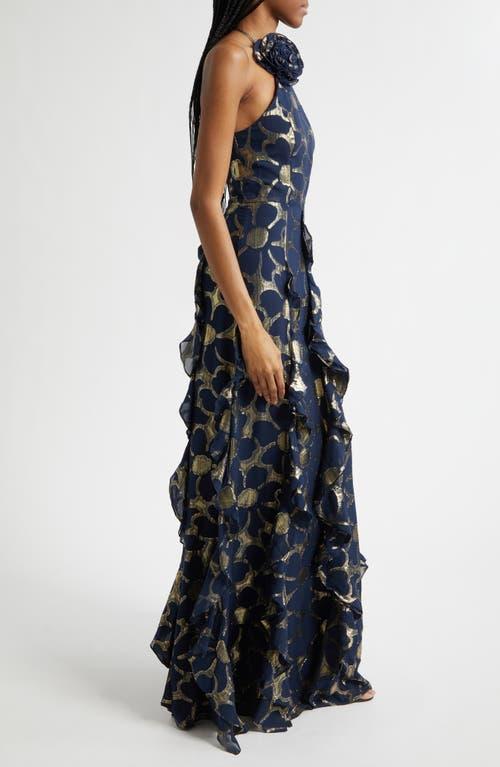 sachin and babi light blue dress Taliana Mauve Chiffon Maxi Dress W/ Floral Embroidery