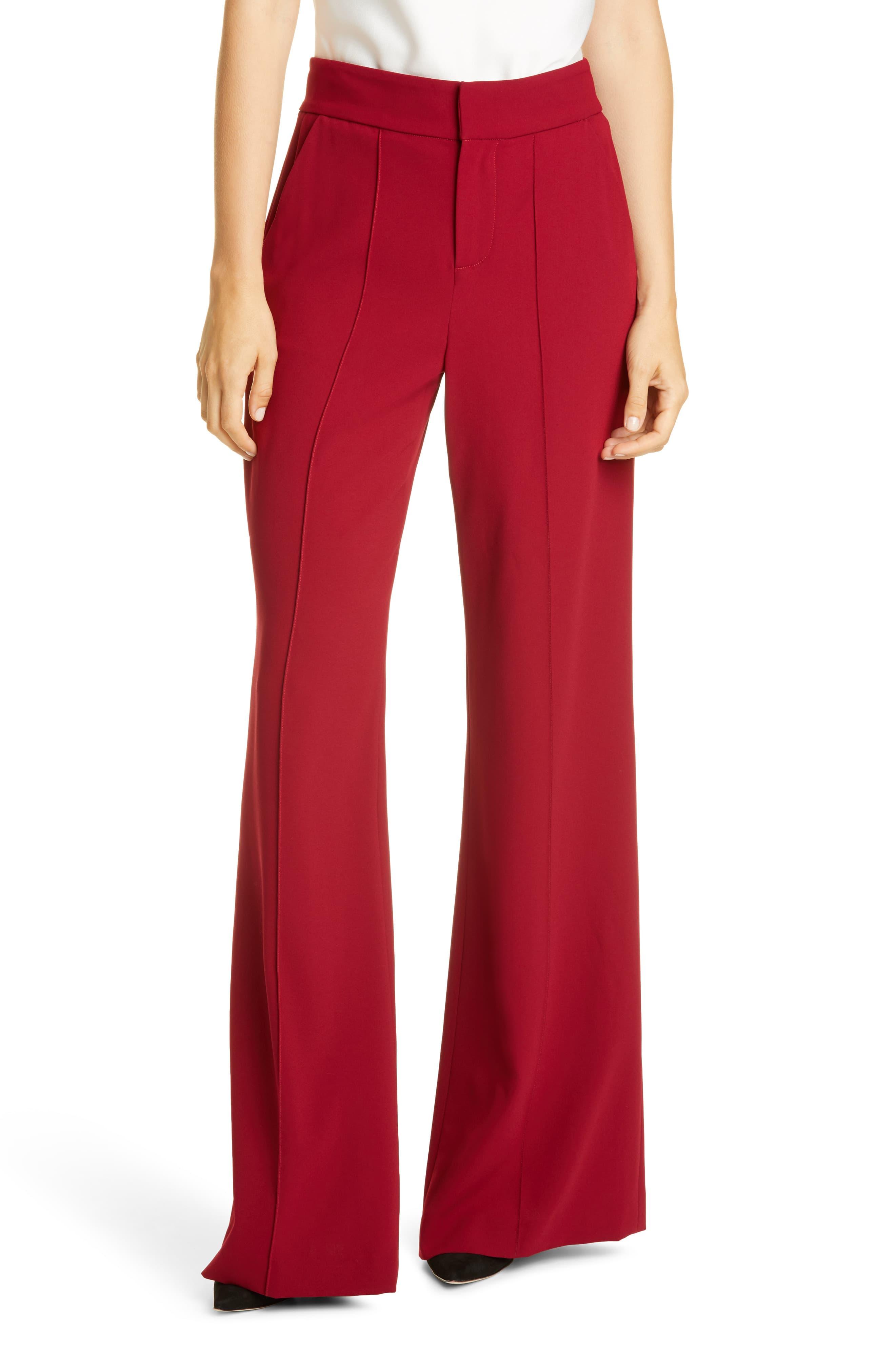 Alice + Olivia Dylan High Waist Wide Leg Pants in Bordeaux (Red) - Lyst