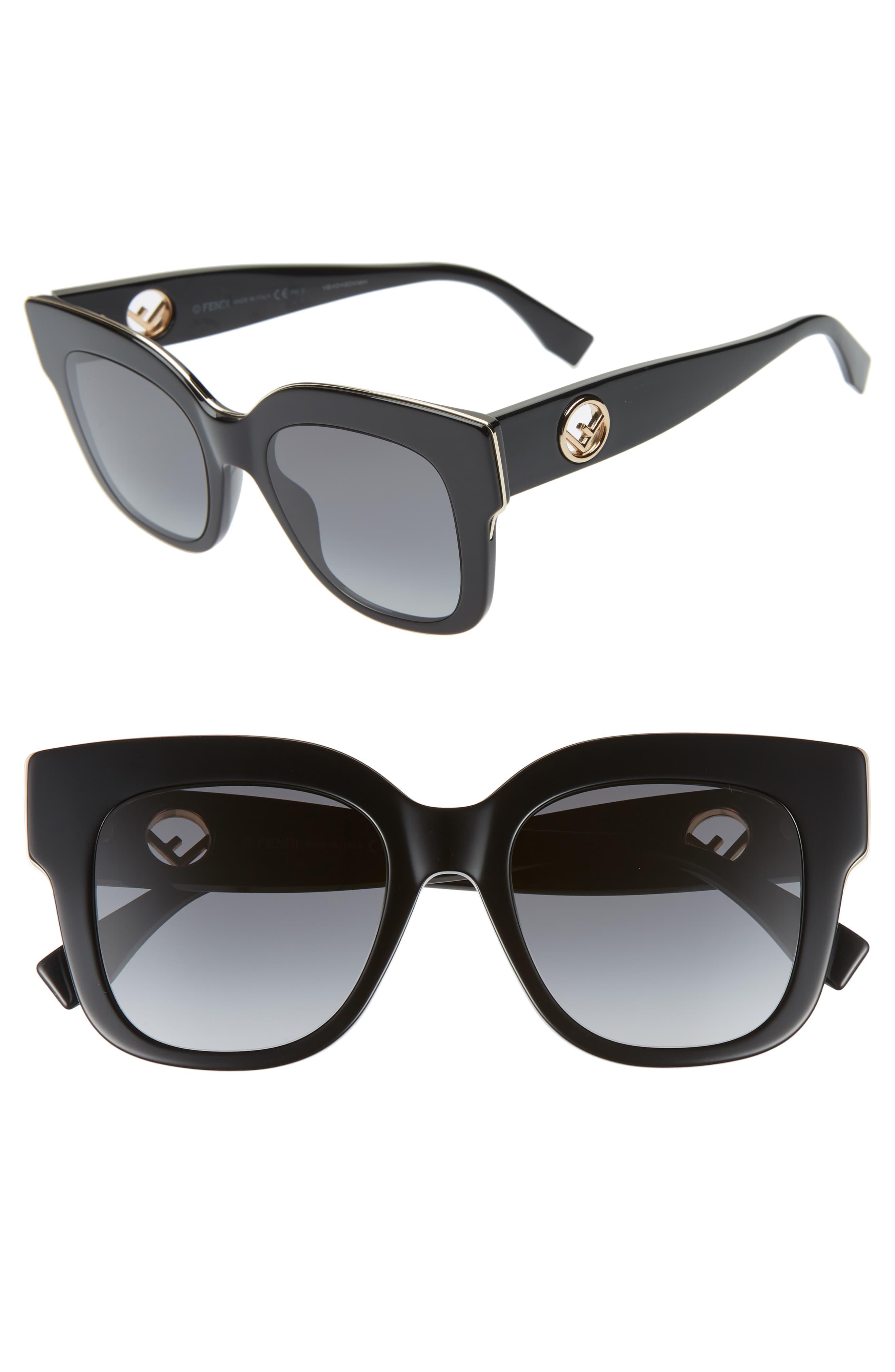 Fendi Round Acetate Sunglasses in Black - Lyst