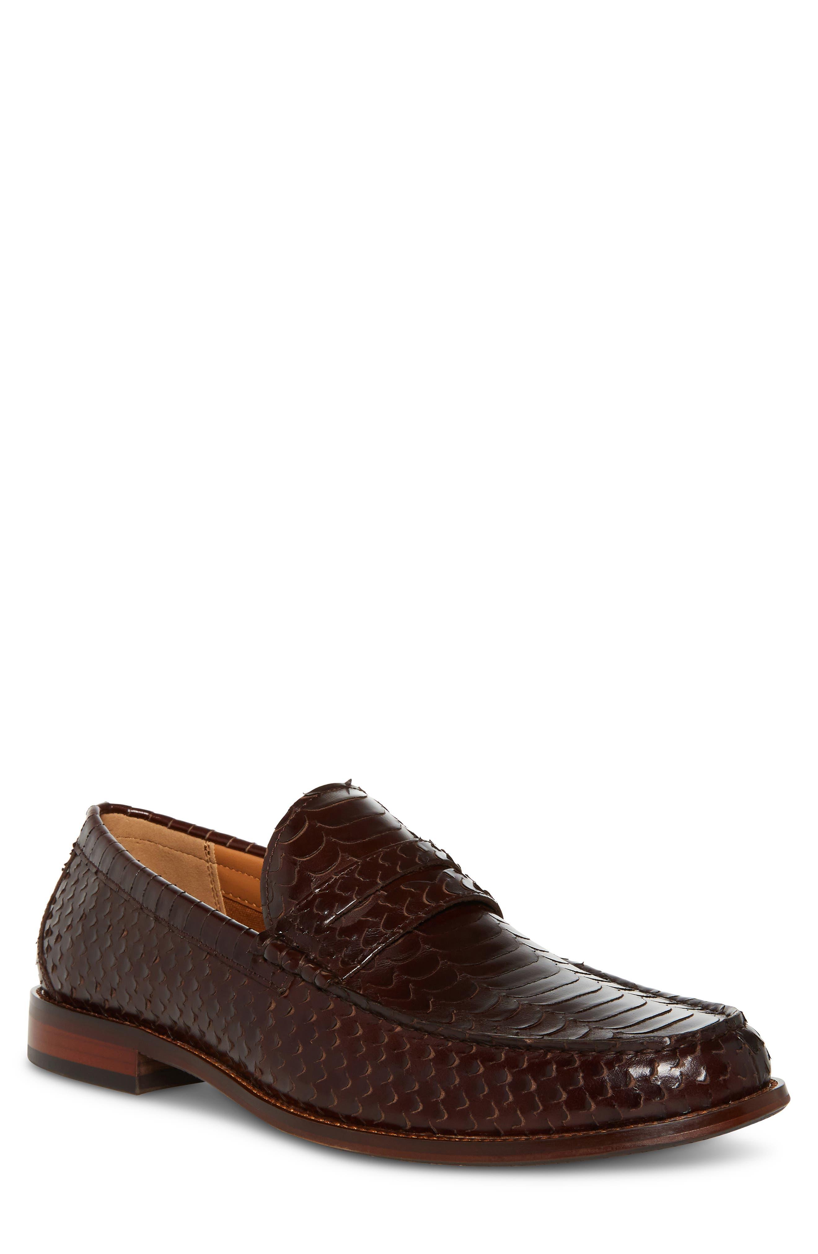 Steve Madden Raylen Snake Embossed Penny Loafer in Brown for Men Lyst