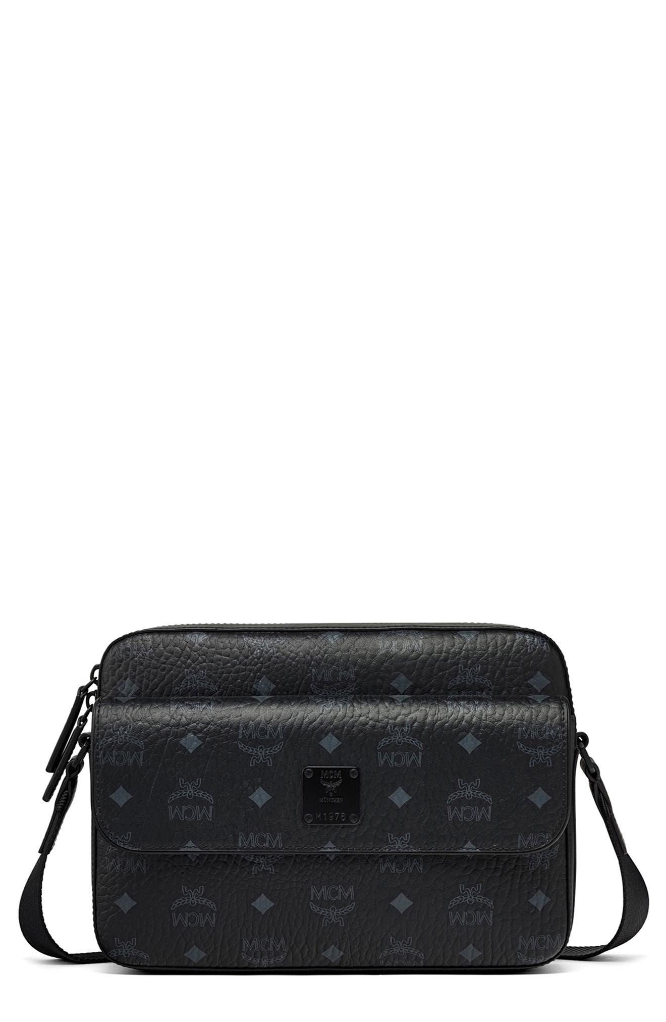 MCM Aren Crossbody Visetos Black in Coated Canvas with Silver-tone - US