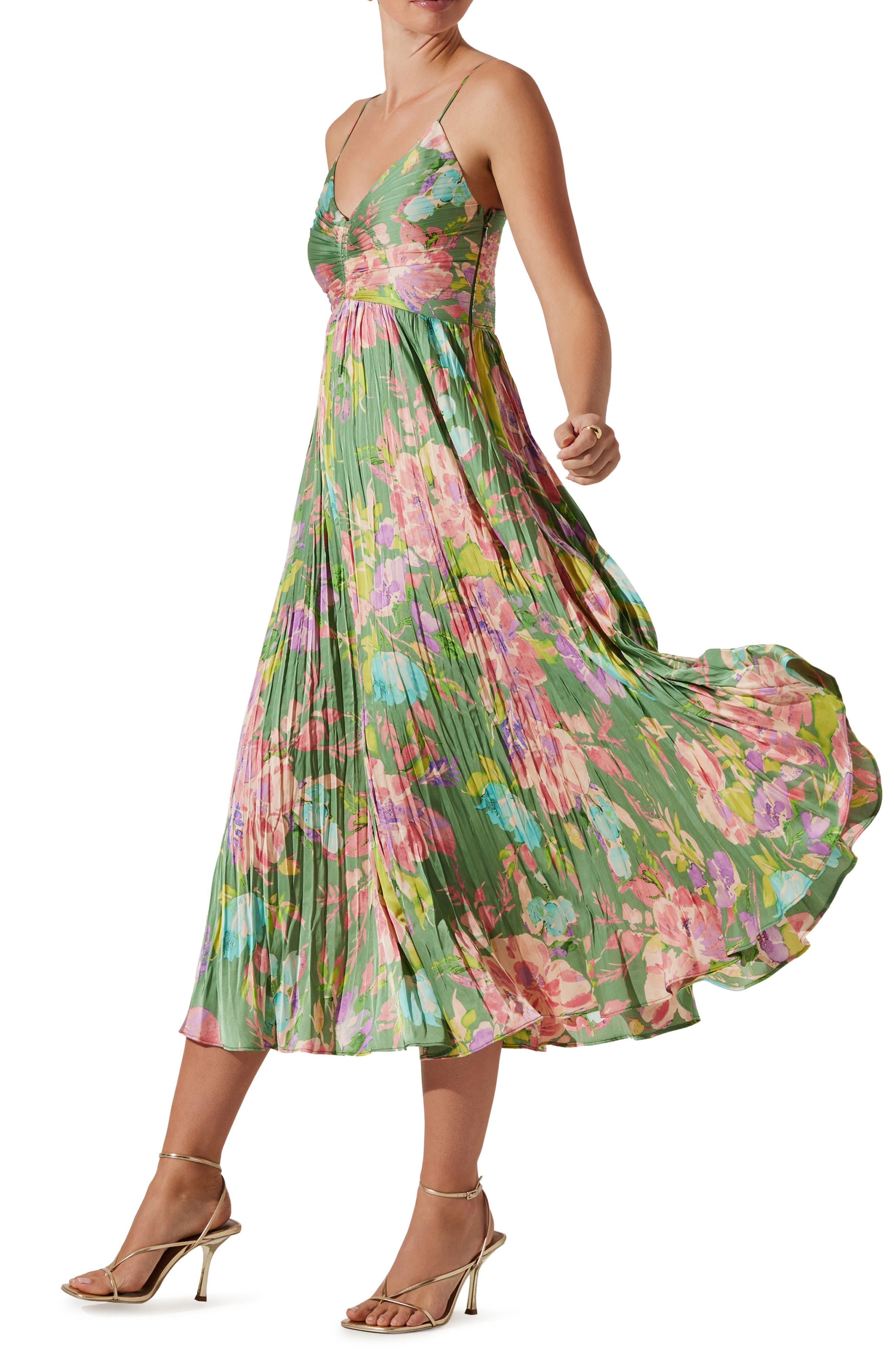 Astr Maeve Floral Midi Sundress in Green | Lyst