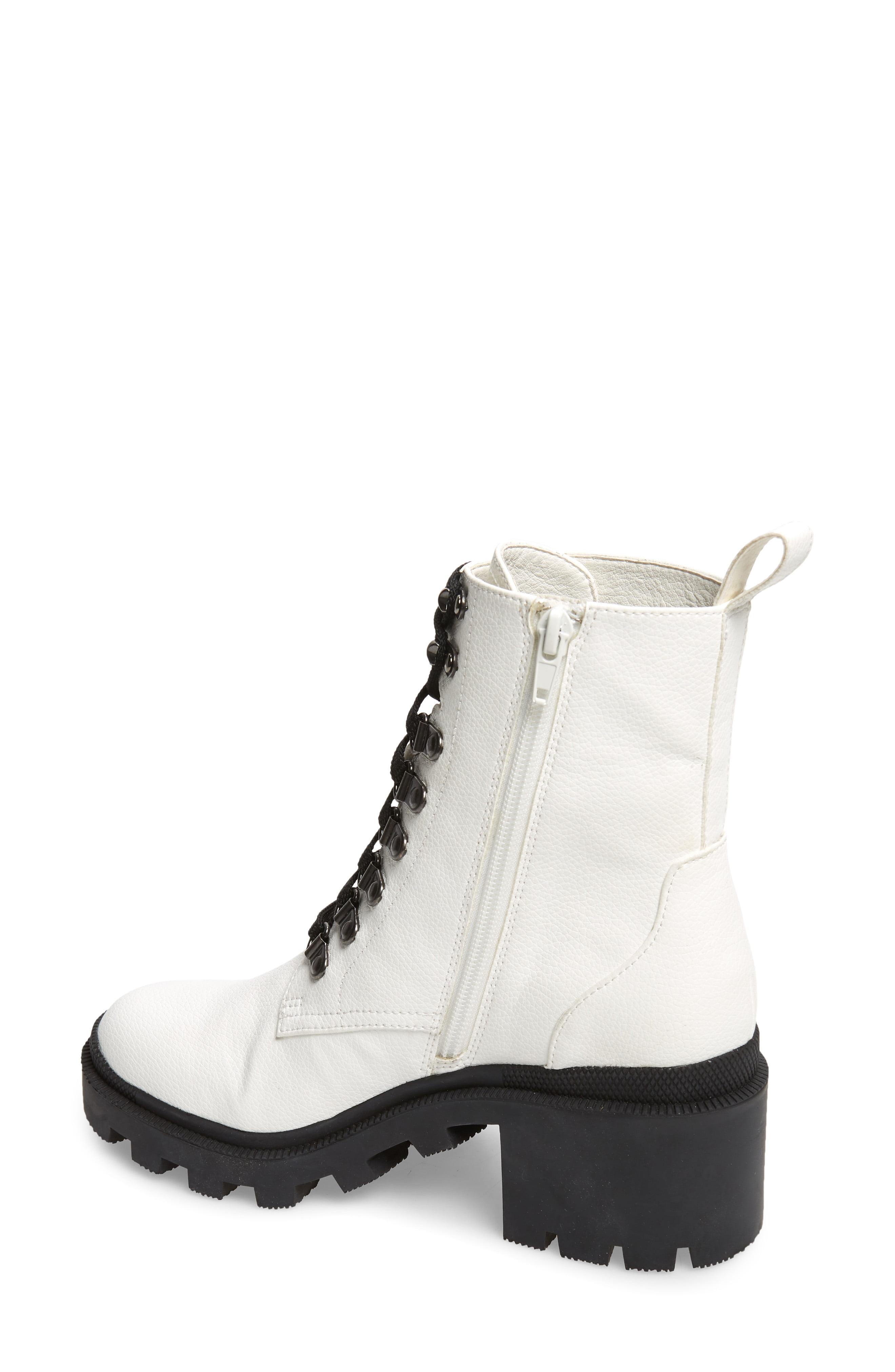 white heel combat boots