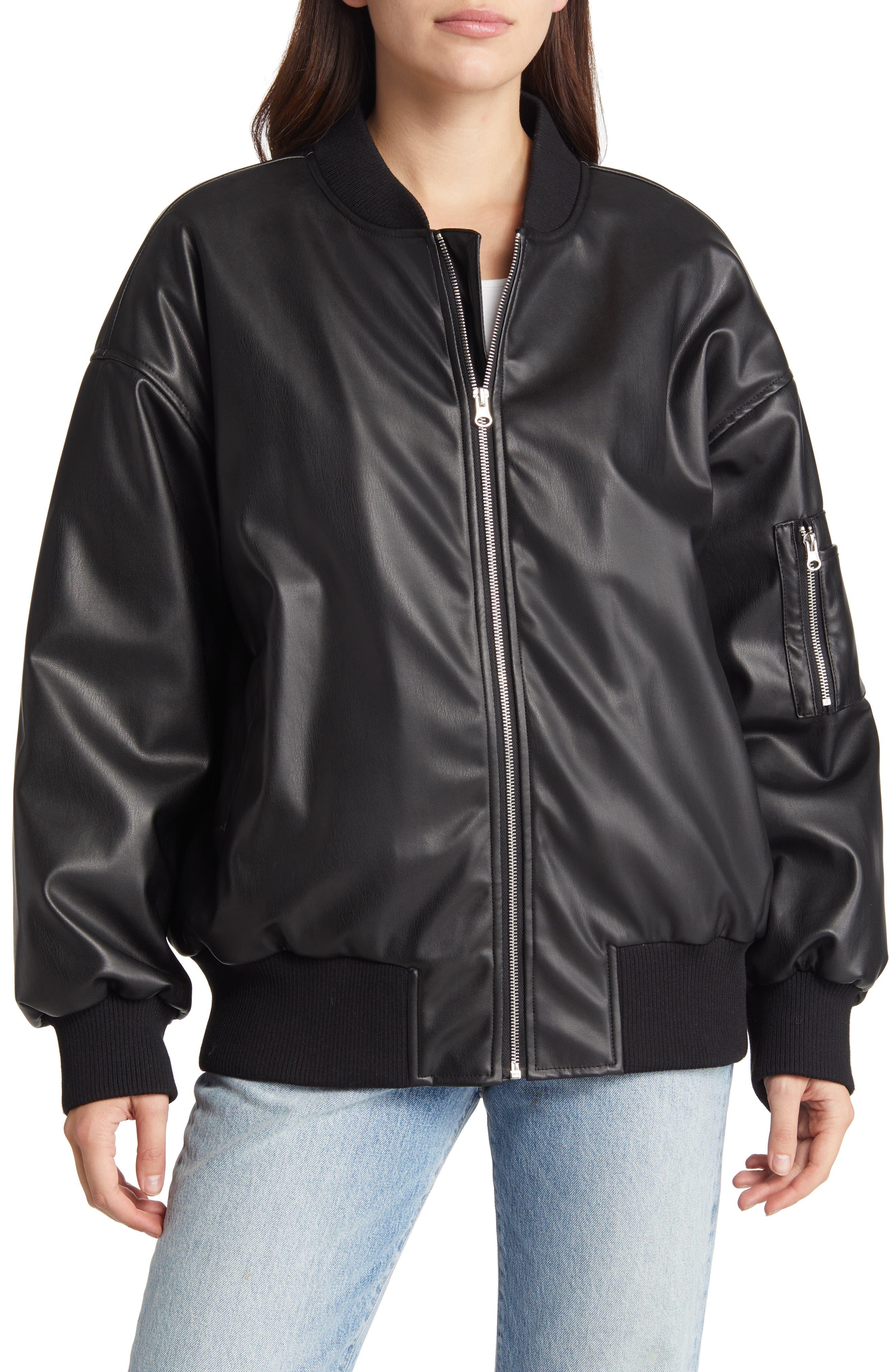 Vero Moda Bella Pernille Faux Leather Bomber Jacket in Black | Lyst