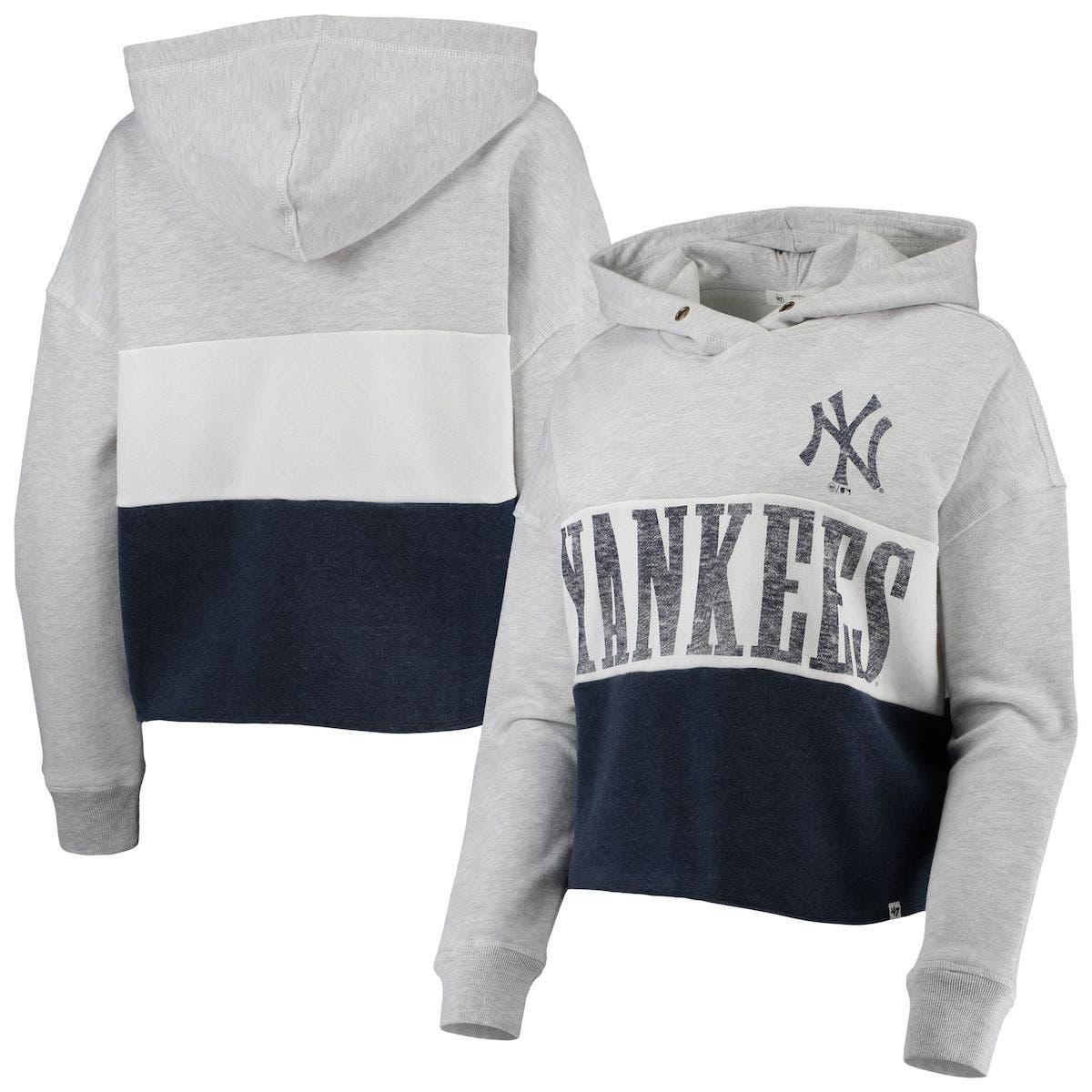 Women's New York Yankees Fanatics Branded Heather Gray Simplicity Crossover  V-Neck Pullover Hoodie