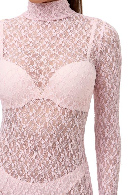 Naked Wardrobe Floral Long Sleeve Stretch Lace Turtleneck Maxi Dress in Pink | Lyst Naked Wardrobe Floral Long Sleeve Stretch Lace Turtleneck Maxi Dress in Pink | Lyst