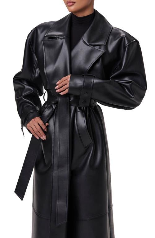 Naked Wardrobe Faux Leather Trench Coat in Black Lyst