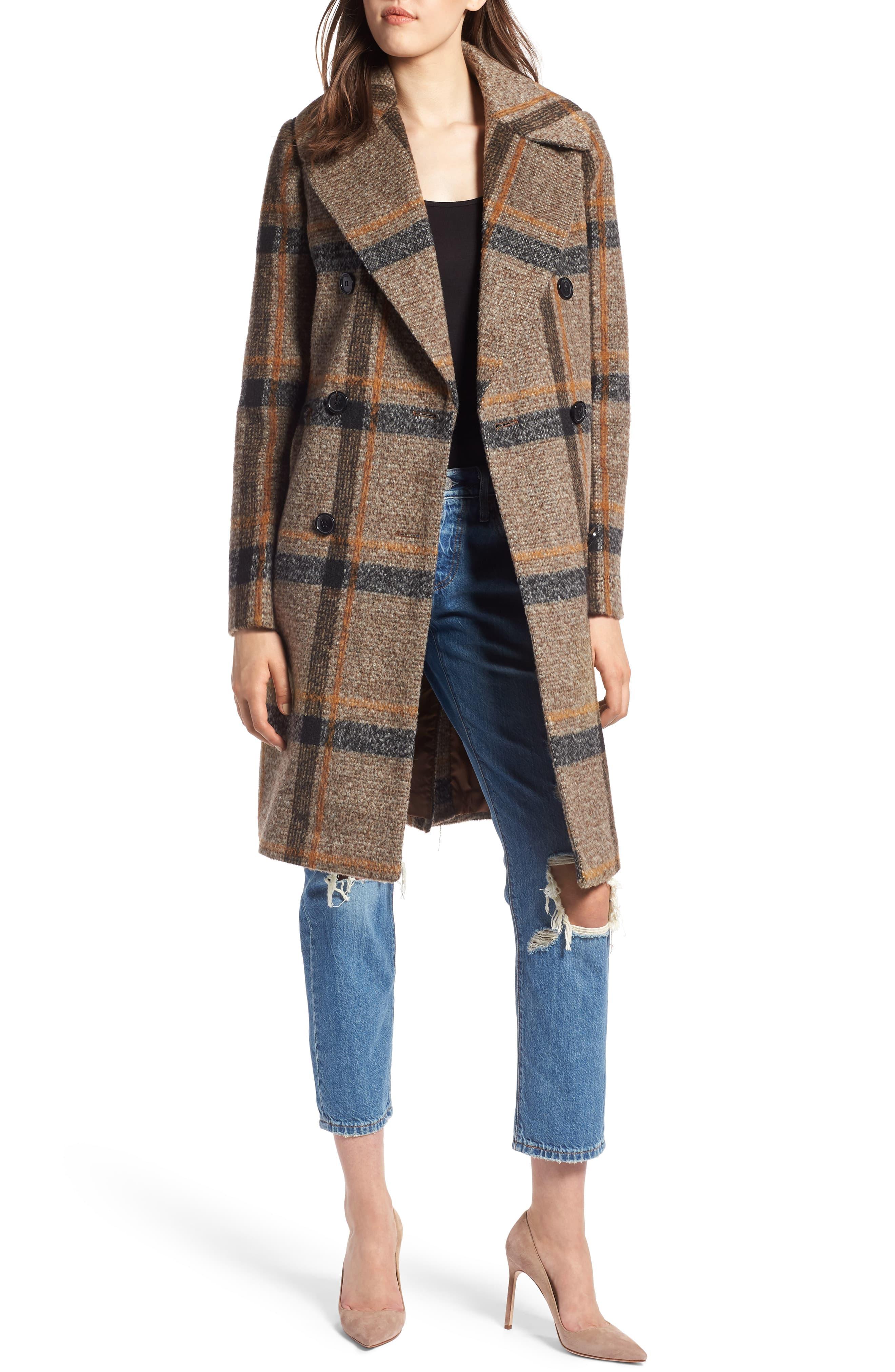 Kendall + Kylie Wool Double Breasted Long Coat in Brown - Save 52% - Lyst