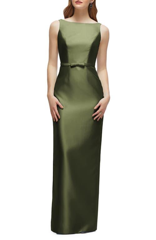 chinese dress ladies Alfred Sung Strapless A-Line Satin Gown with Modern Bow Detail - D842 - Green