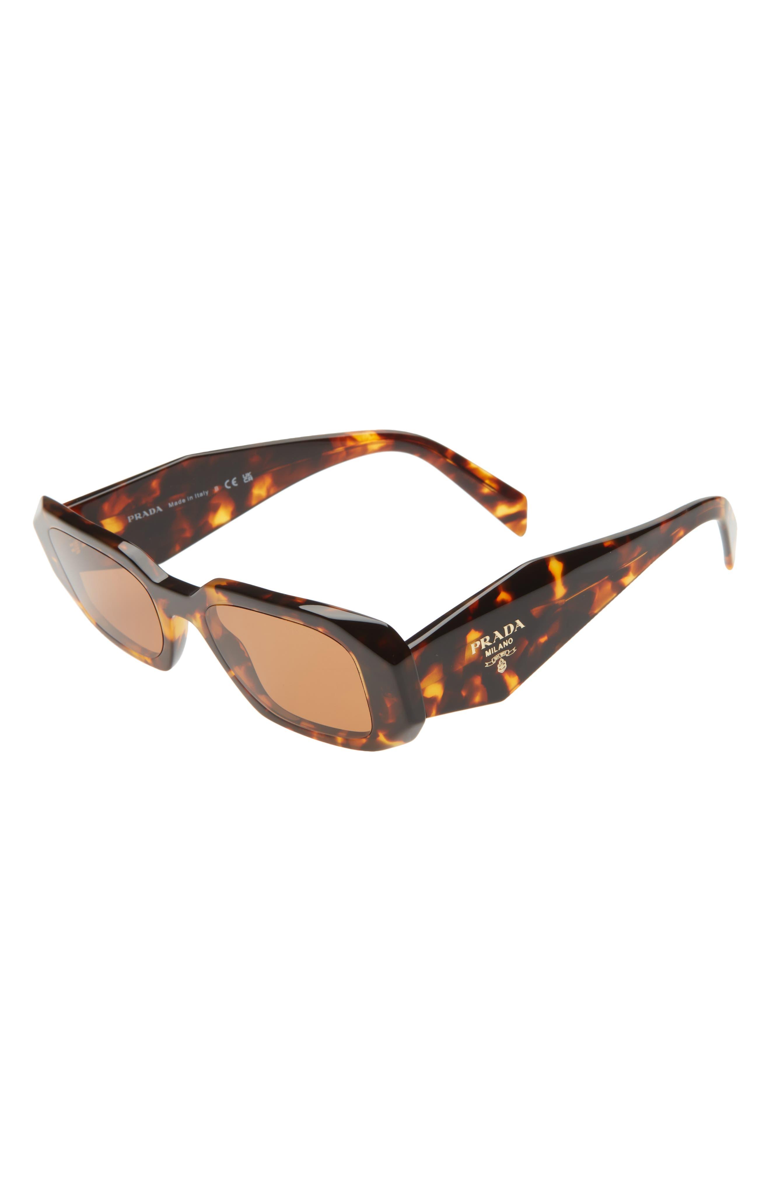 Prada Runway 49mm Rectangle Sunglasses in Brown | Lyst